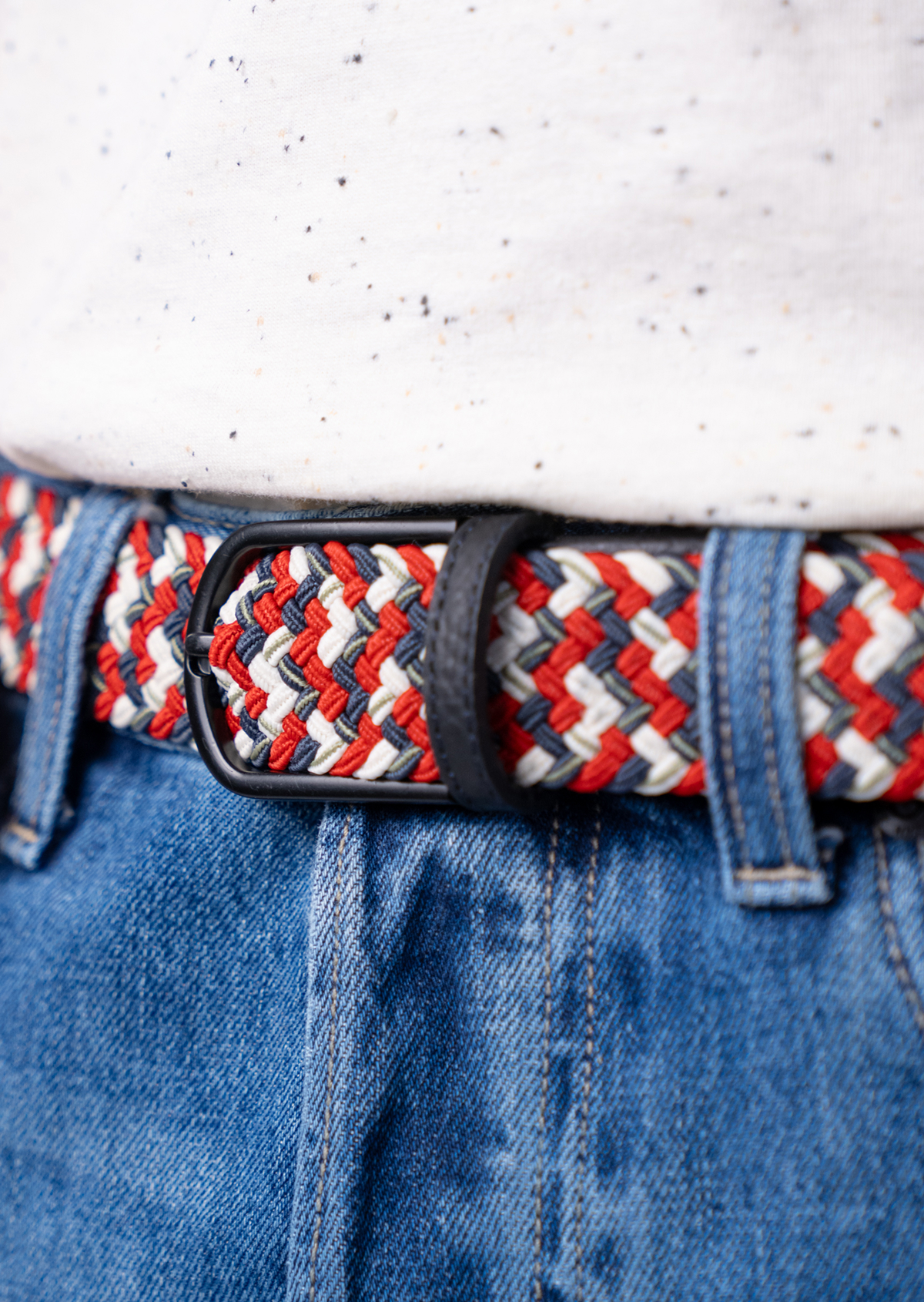 Ceinture tressée élastique multicolore BILLYBELT Rouge