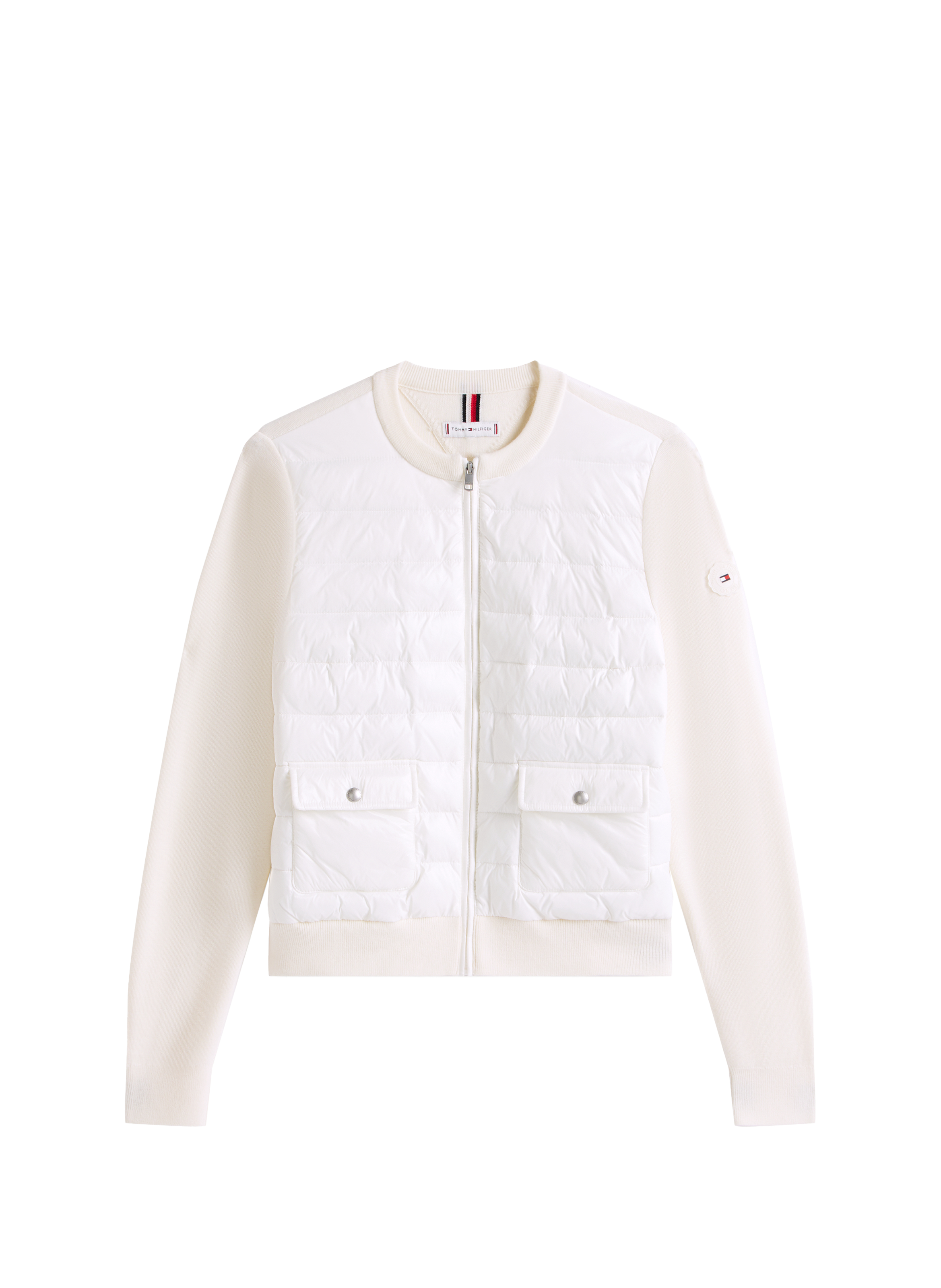 Ultralight down jacket with knitted sleeves TOMMY HILFIGER White