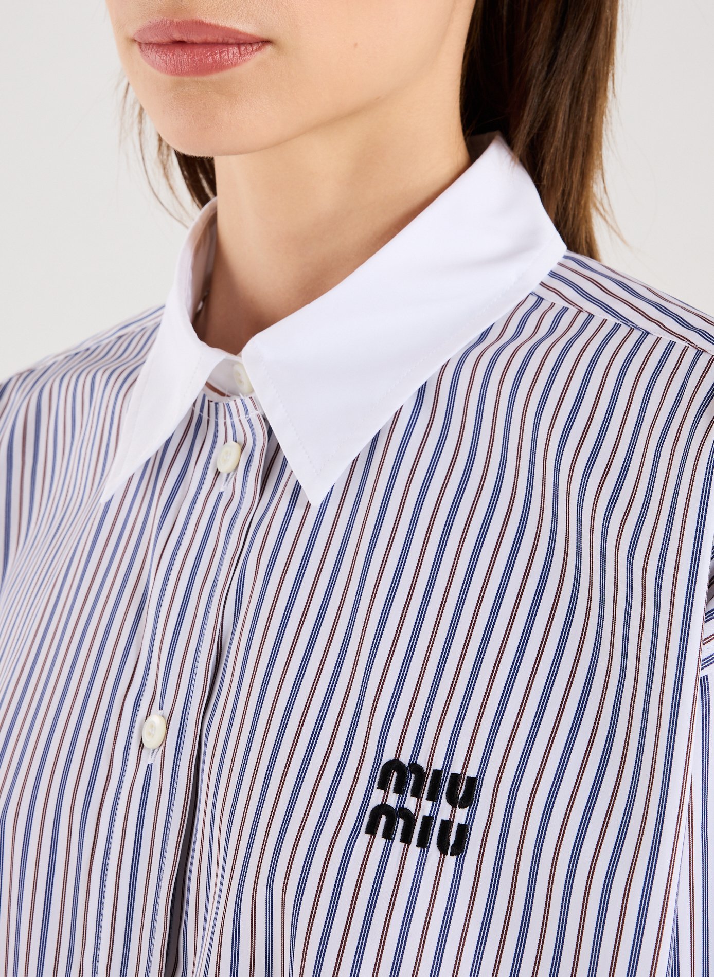 Cropped cotton shirt MIU MIU Multicolour
