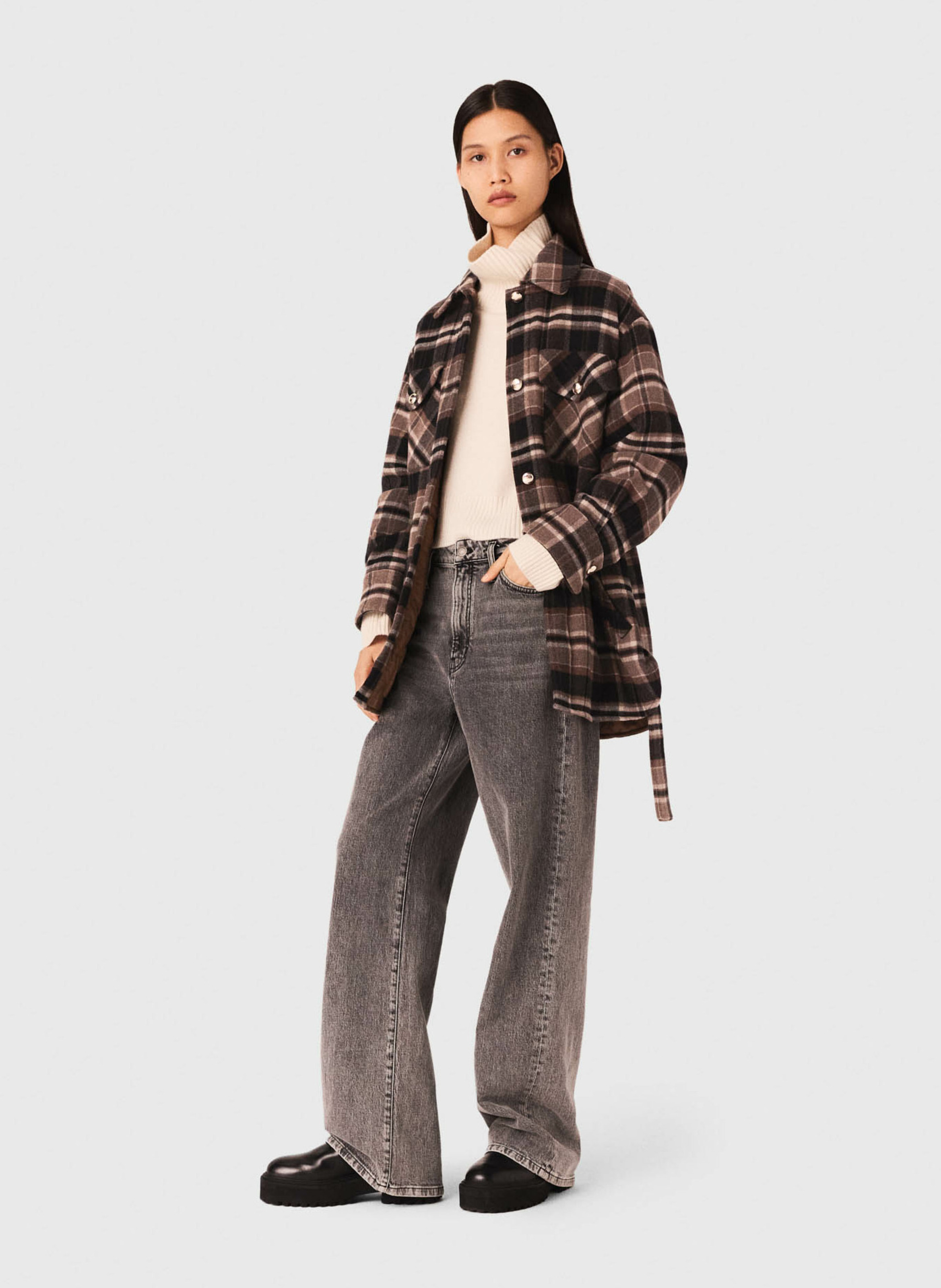 Manteau col classique en laine mélangée MAJE Marron