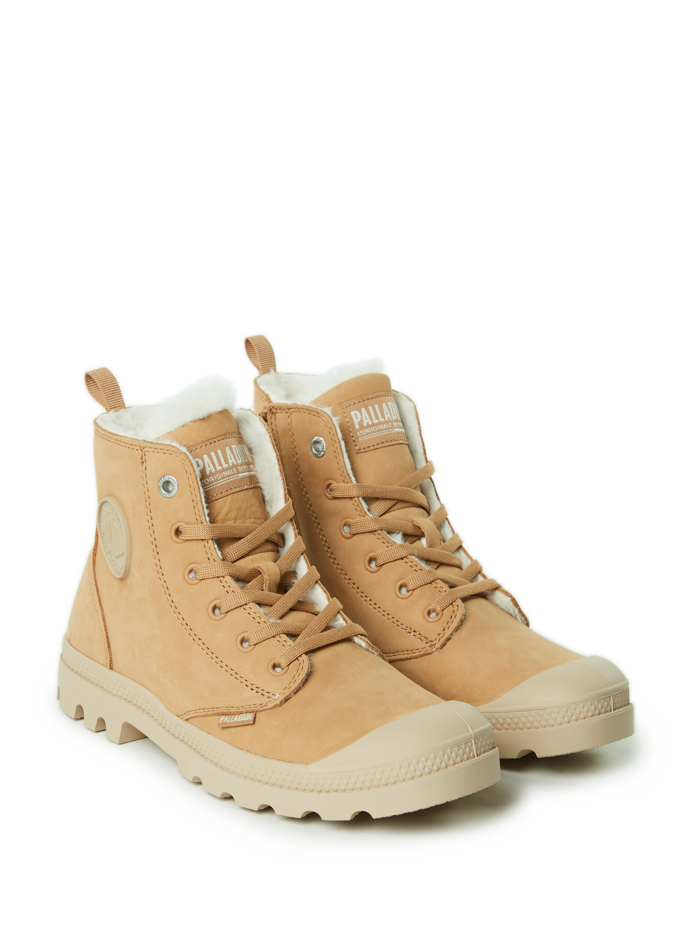 Boots fourrées en cuir PALLADIUM Marron