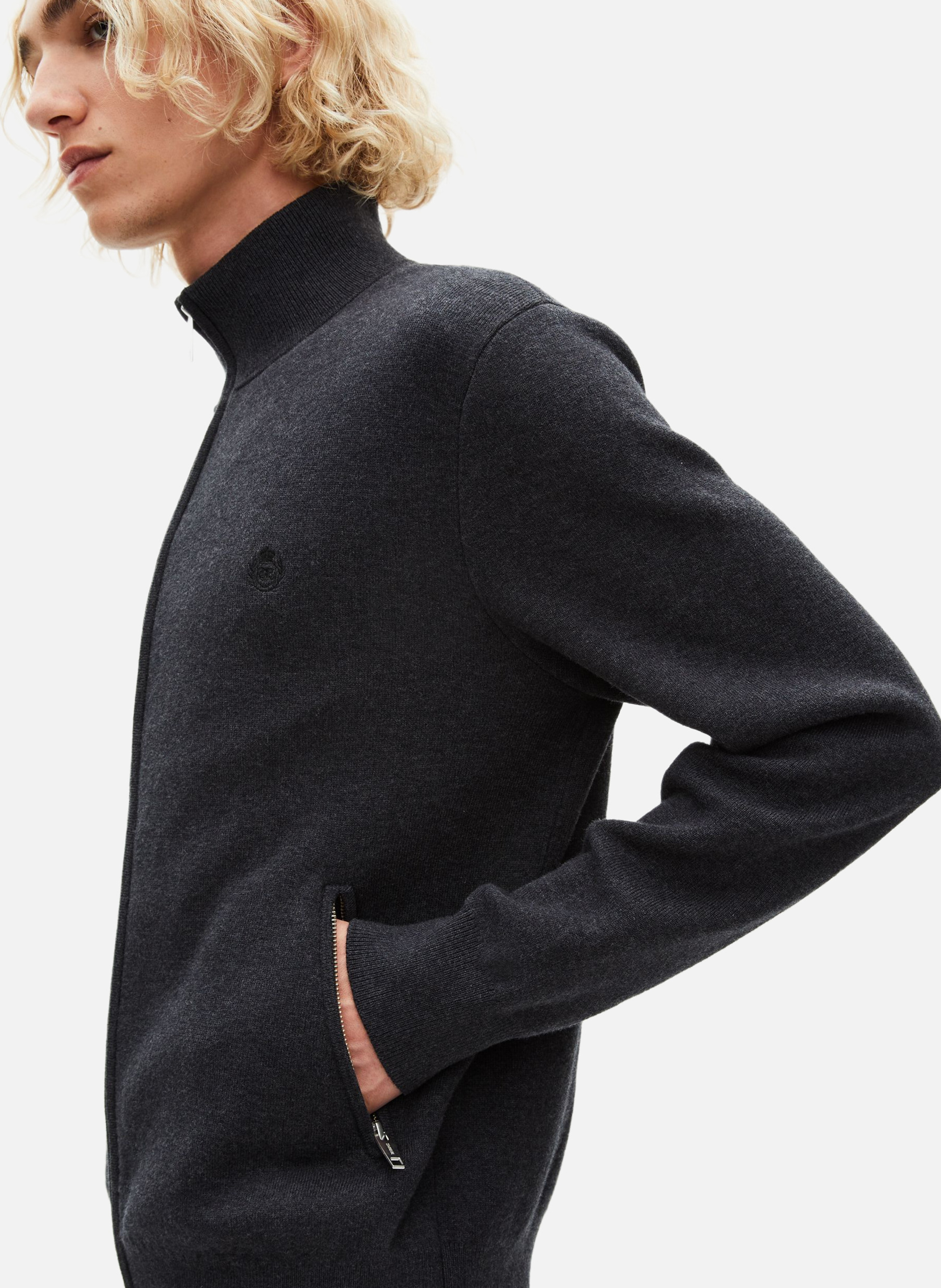 Cardigan double face à zip THE KOOPLES Gris