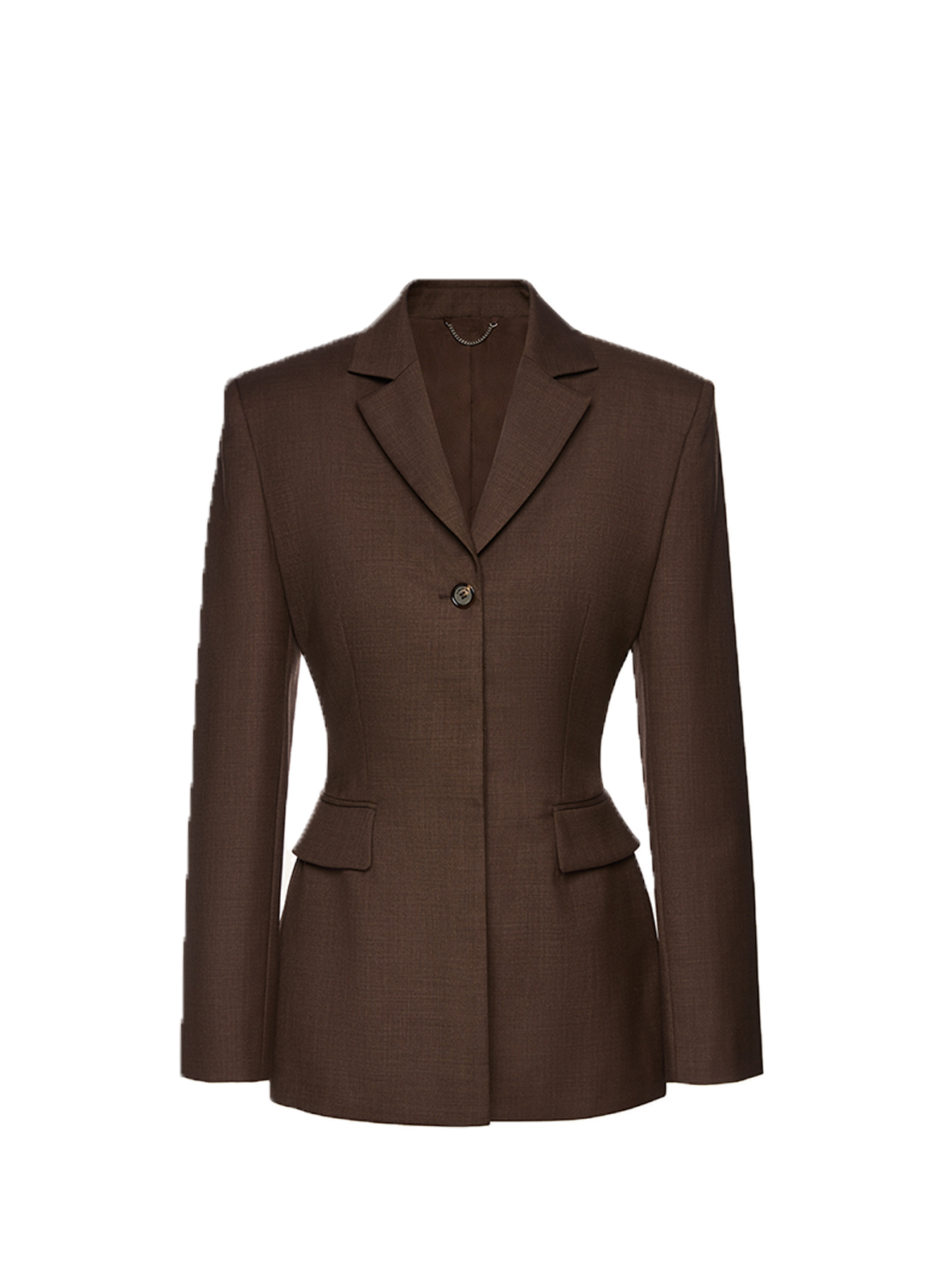 MAGDA BUTRYM Blazer cintré à col tailleur en laine mélangée Brown
