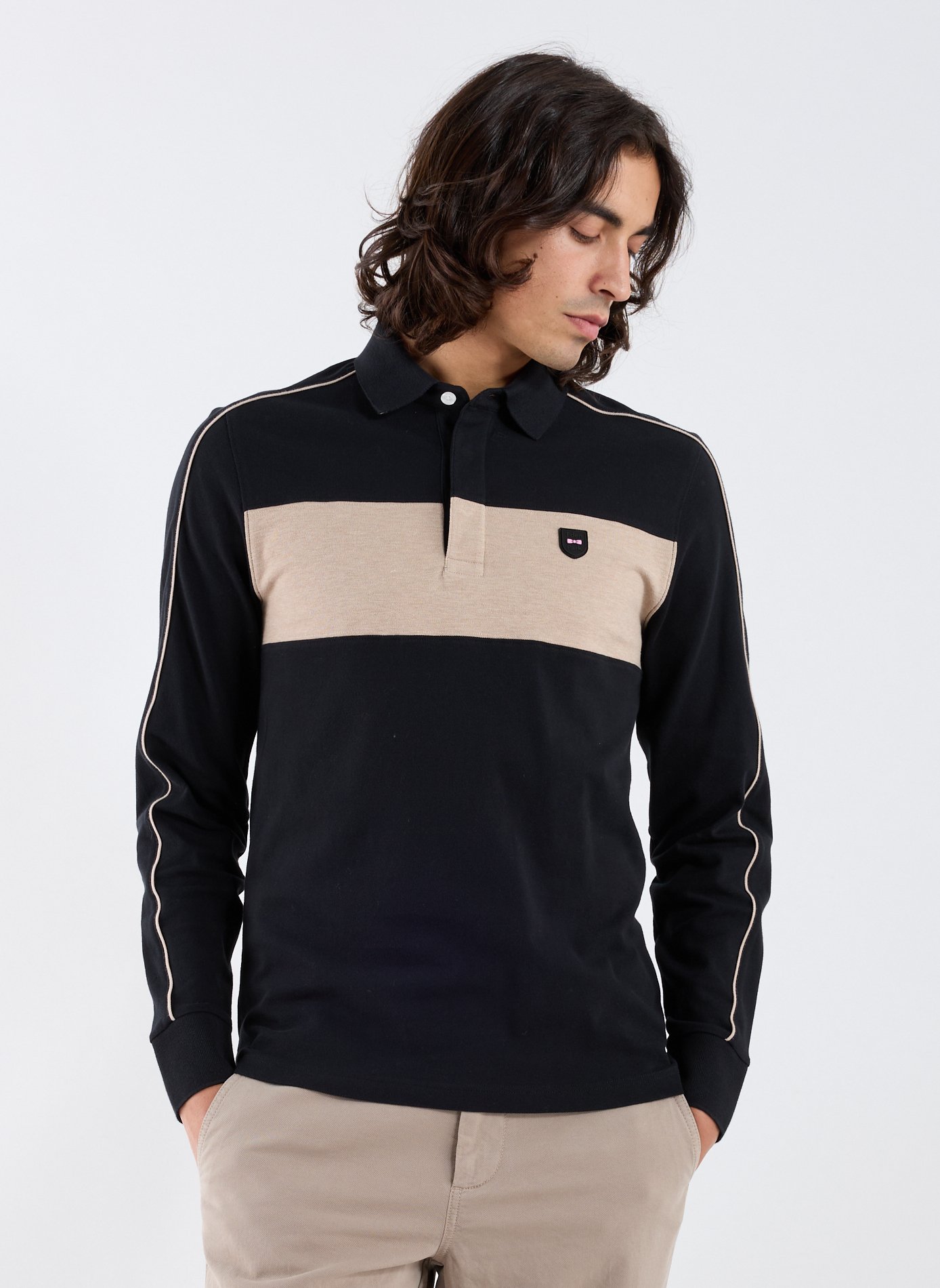 EDEN PARK Polo manches longues à logo Noir