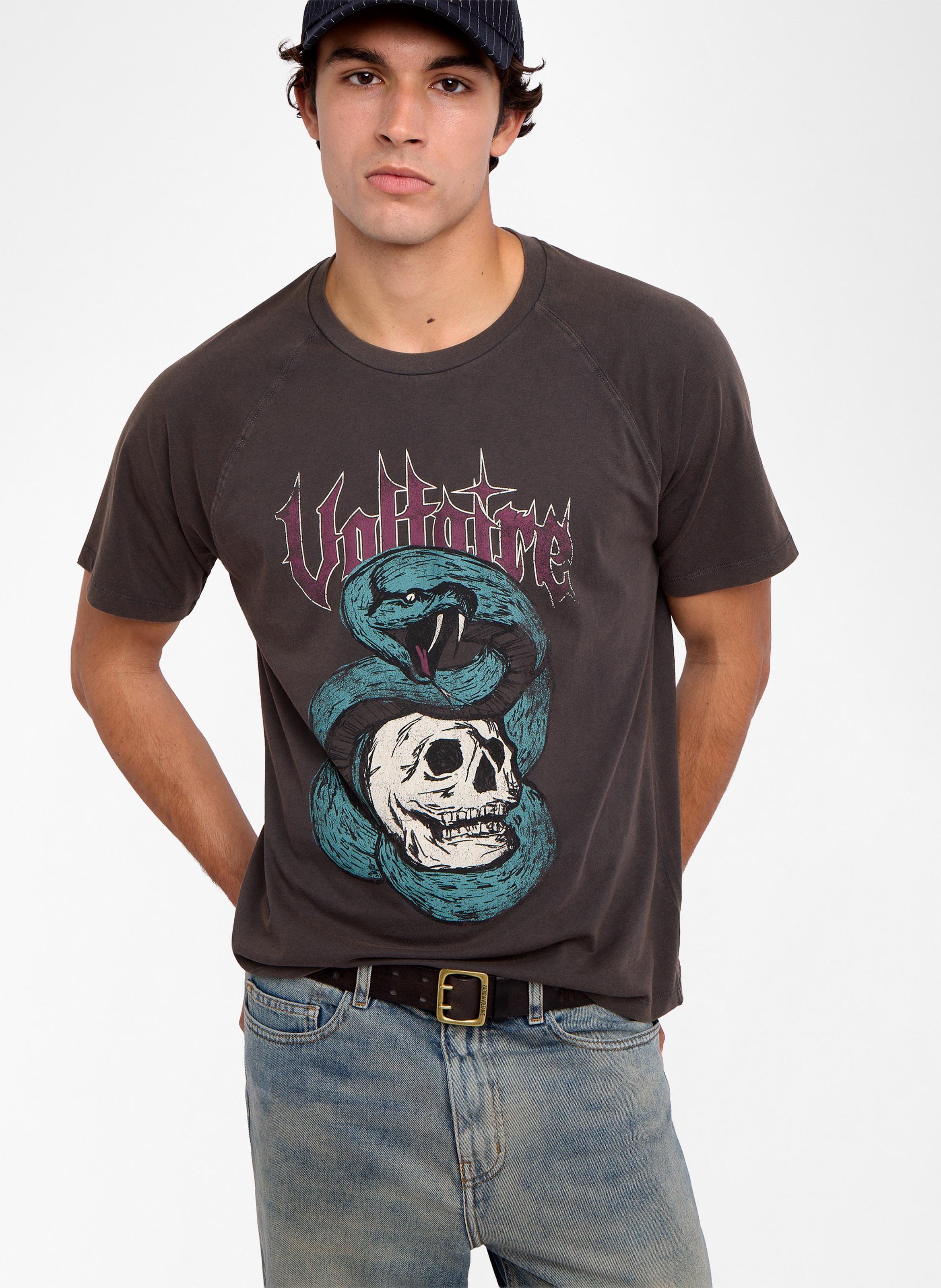 Tee-shirt droit col rond imprimé torry ZADIG&VOLTAIRE Noir