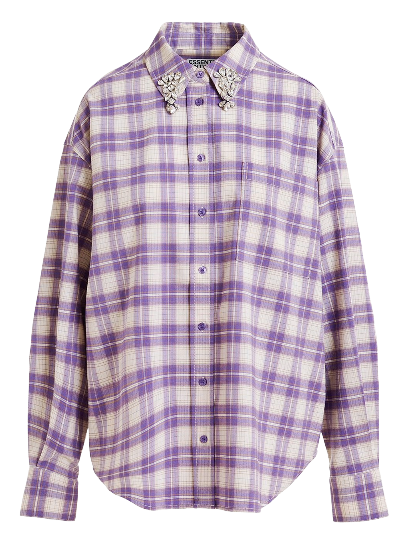 Chemise oversize col classique en flanelle juices ESSENTIEL ANTWERP Violet