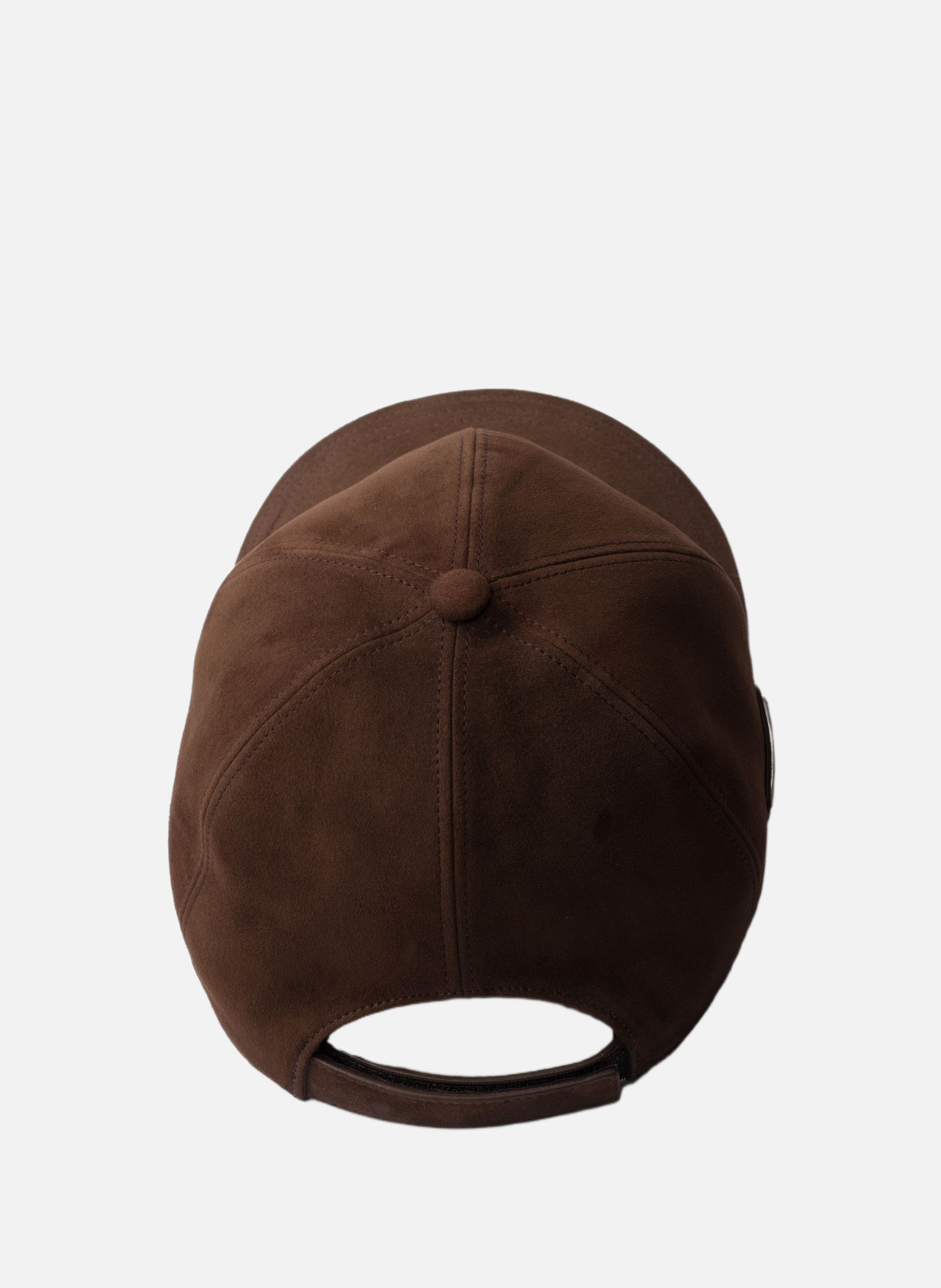 Casquette de base-ball en veau velours PRADA Marron