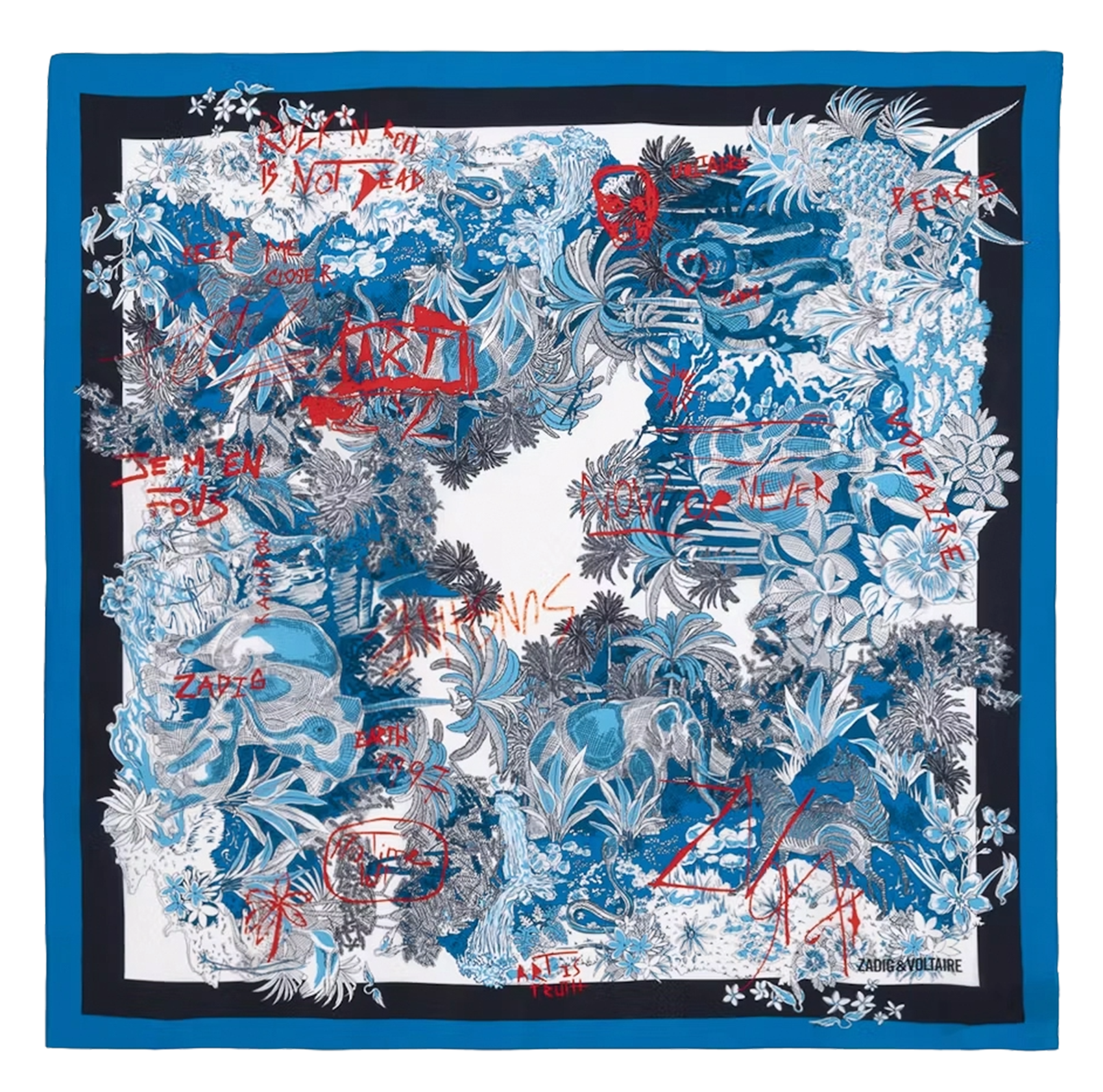 Foulard en soie imprimée blondie ZADIG&VOLTAIRE Bleu