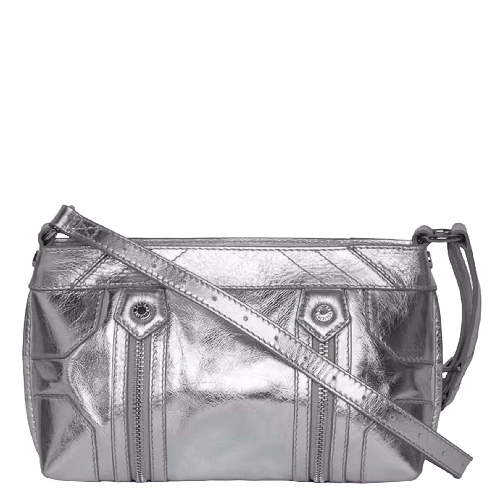 Sac bandoulière en cuir métallisé sunny mood ZADIG&VOLTAIRE Gris
