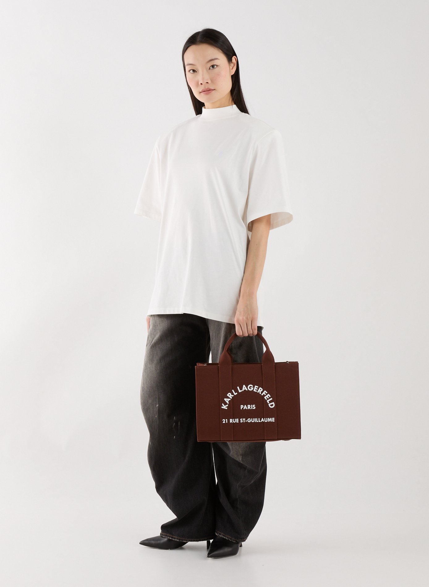 Cotton tote bag KARL LAGERFELD Brown