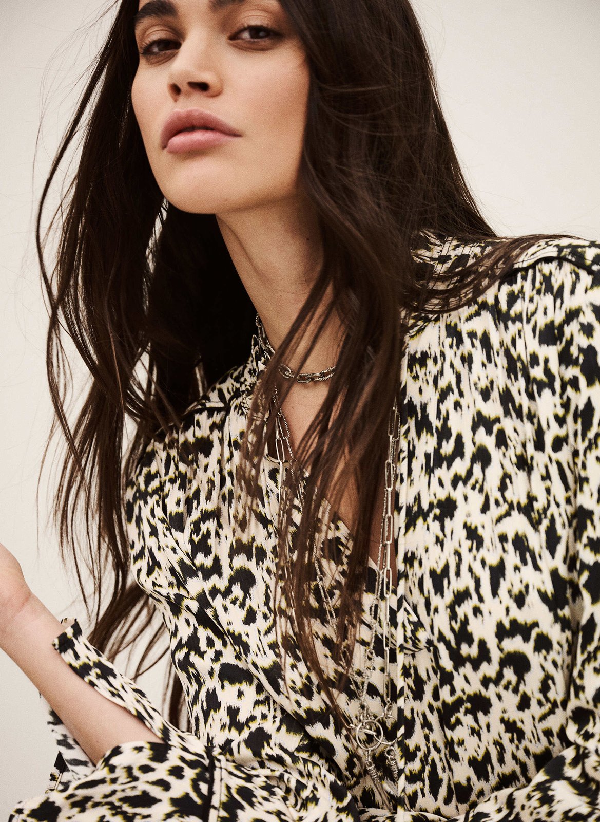 Robe courte ample imprimée perla BA&SH Beige