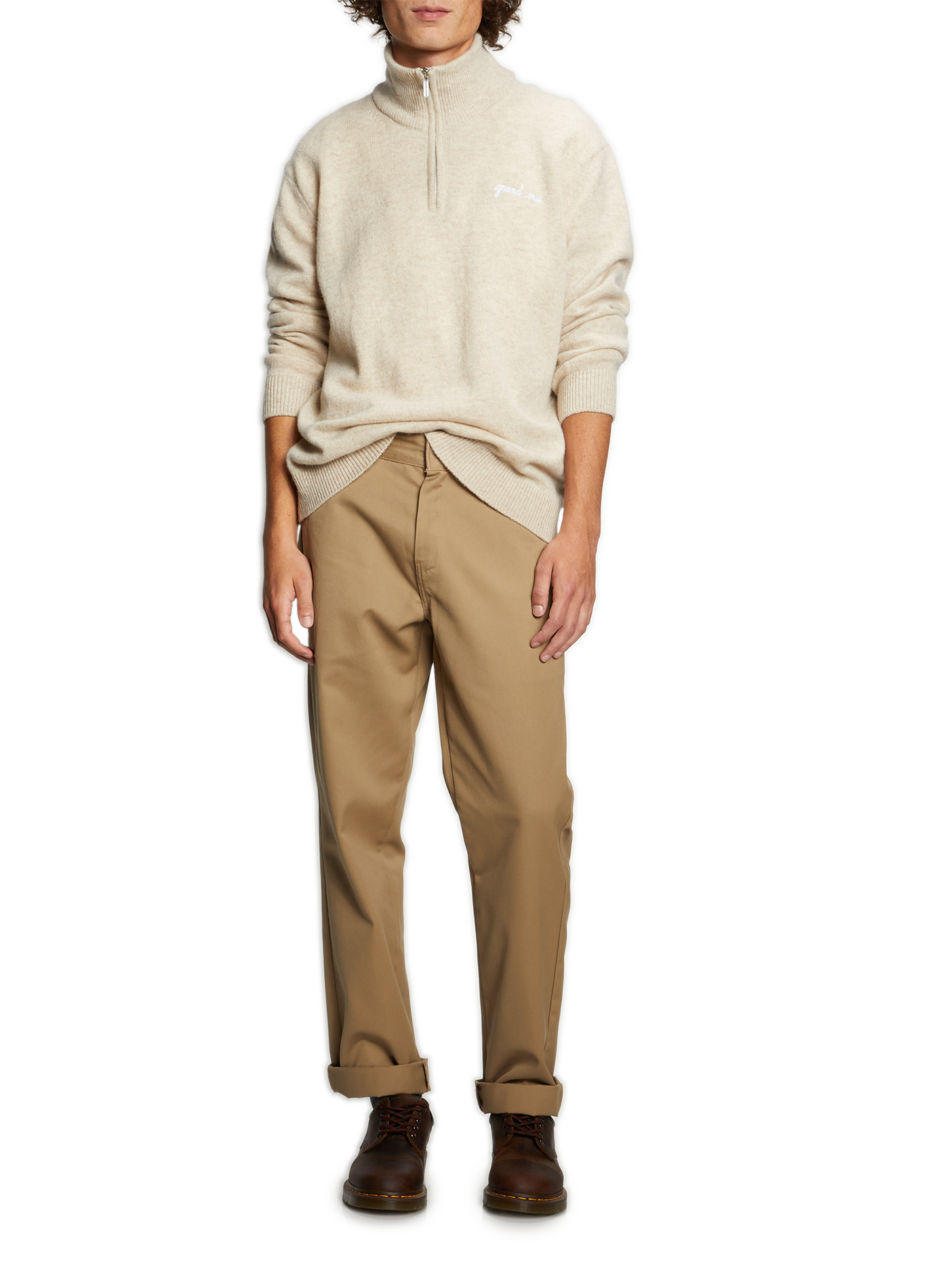 Virgin wool zip-neck sweater MAISON LABICHE Beige