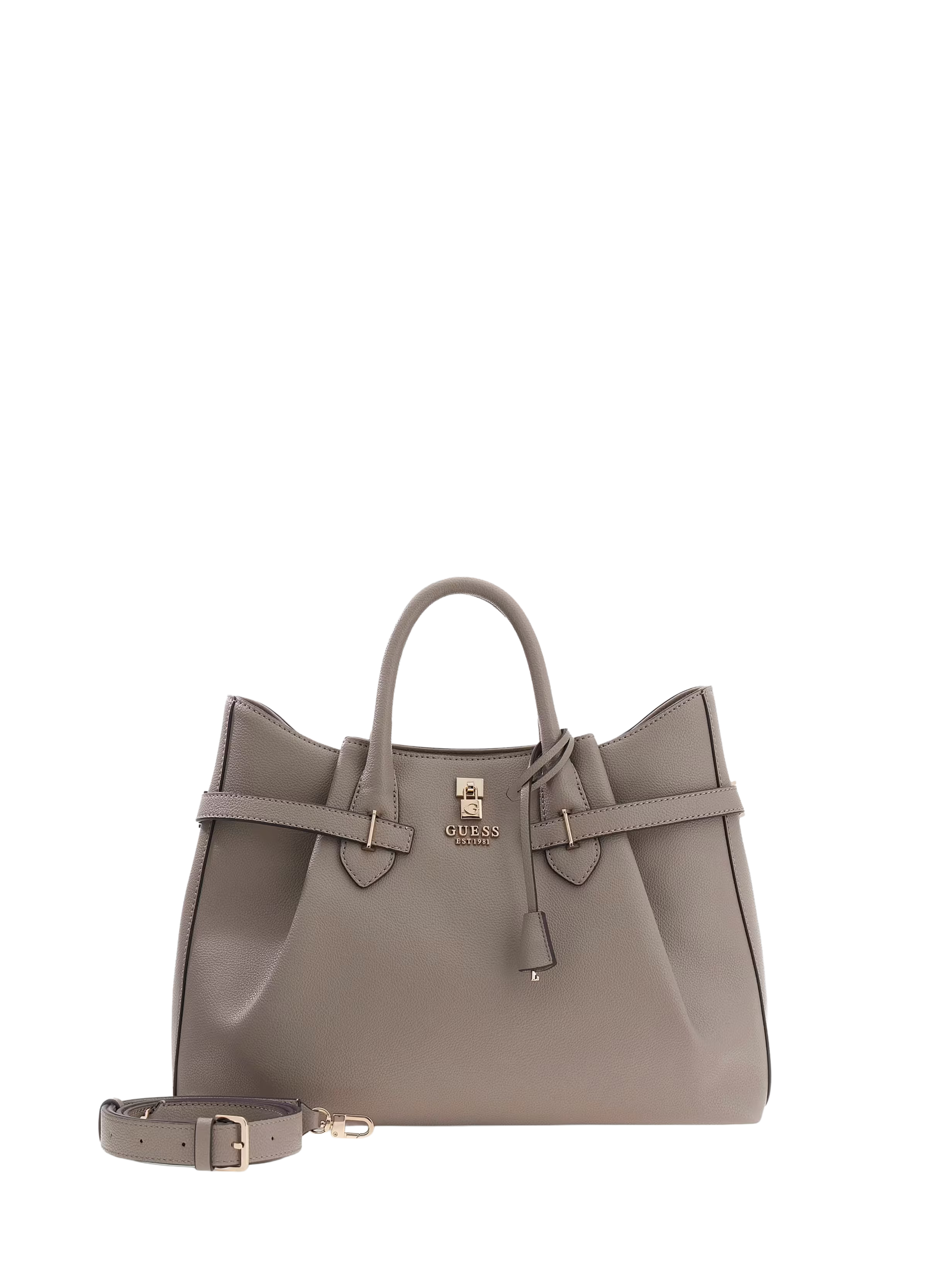 Large faux leather handbag GUESS Beige