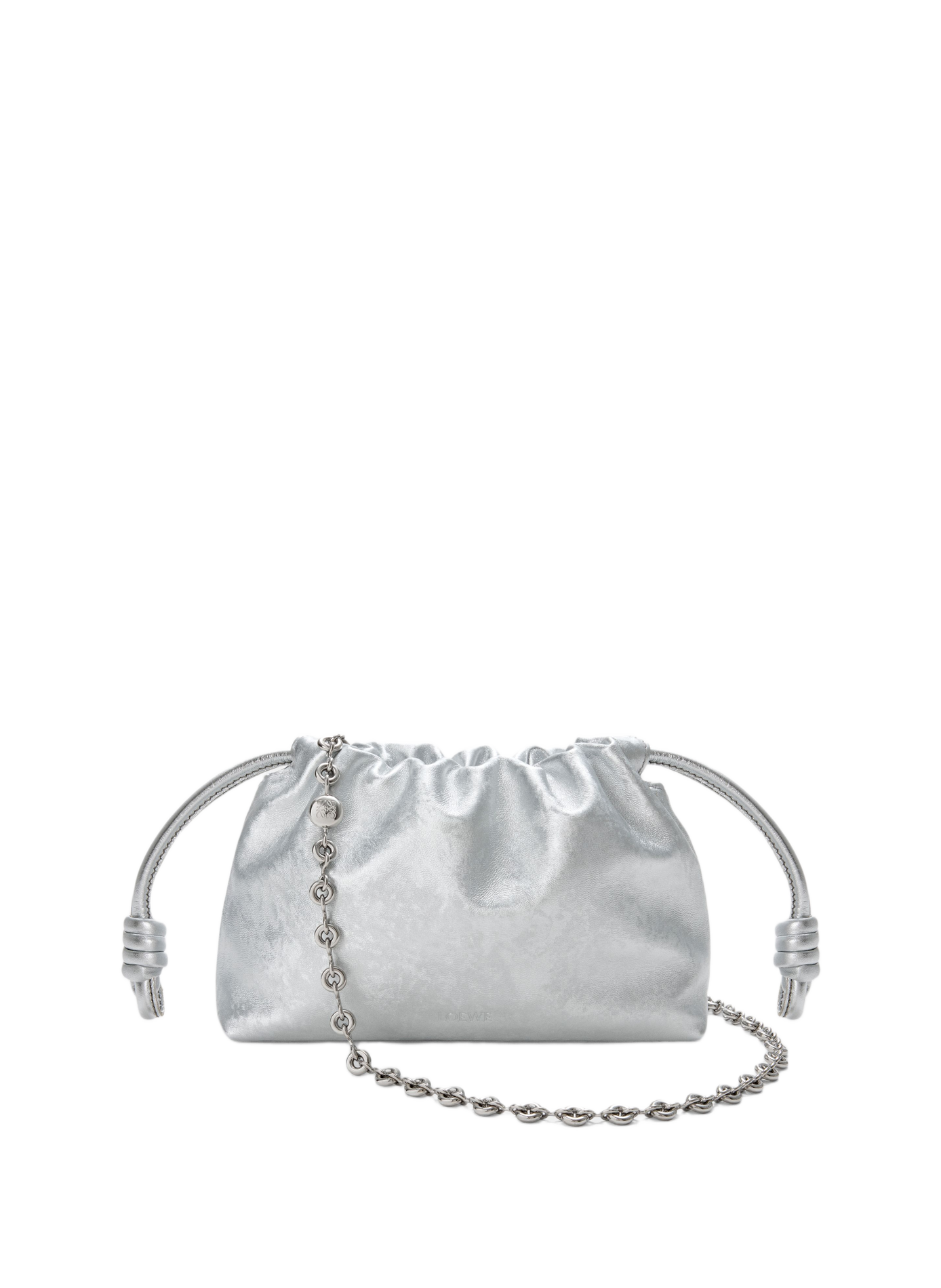 Mini Flamenco purse en cuir de veau à imprimé moiré LOEWE Argent