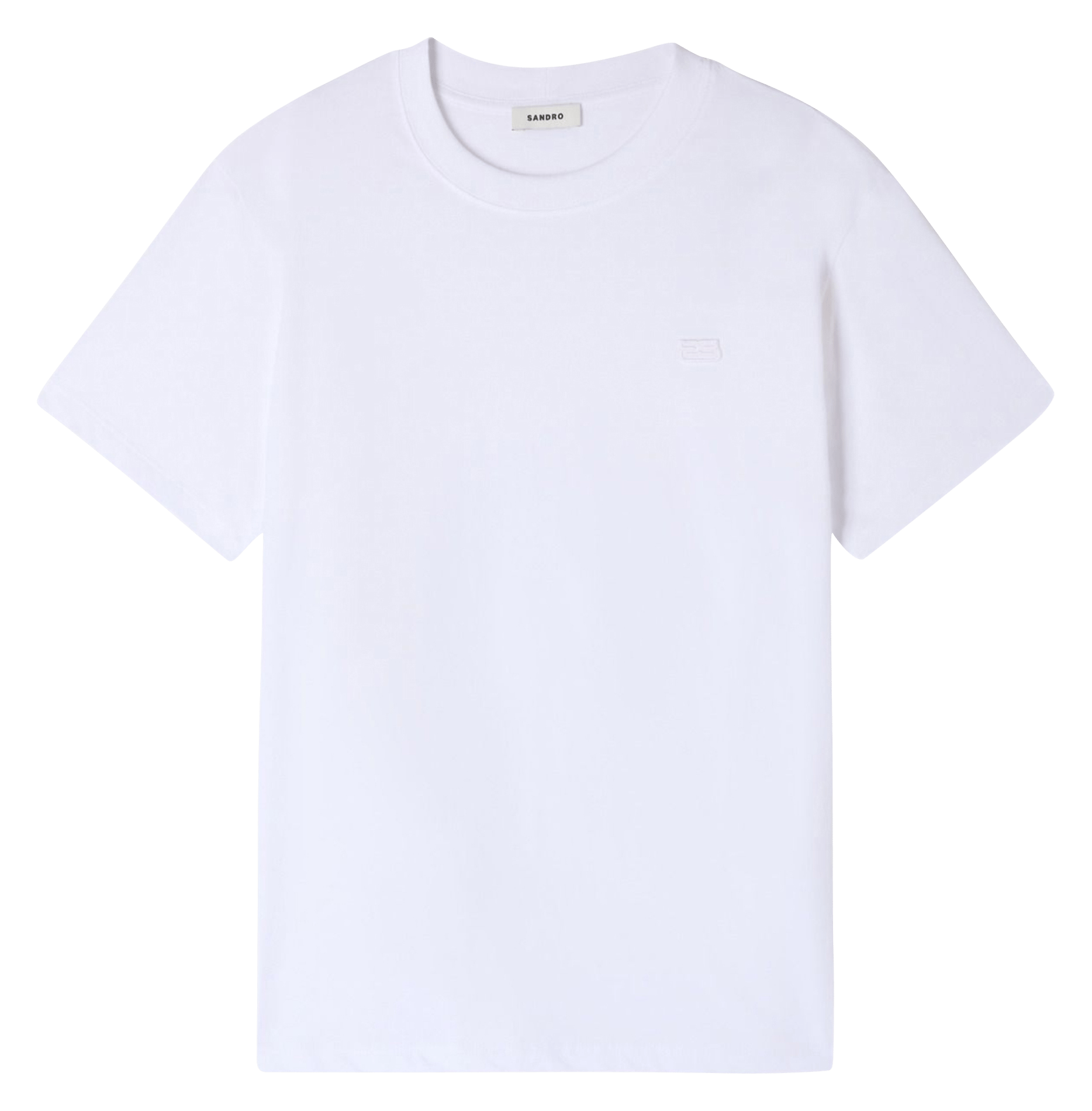 Tee-shirt droit col rond en coton SANDRO Blanc