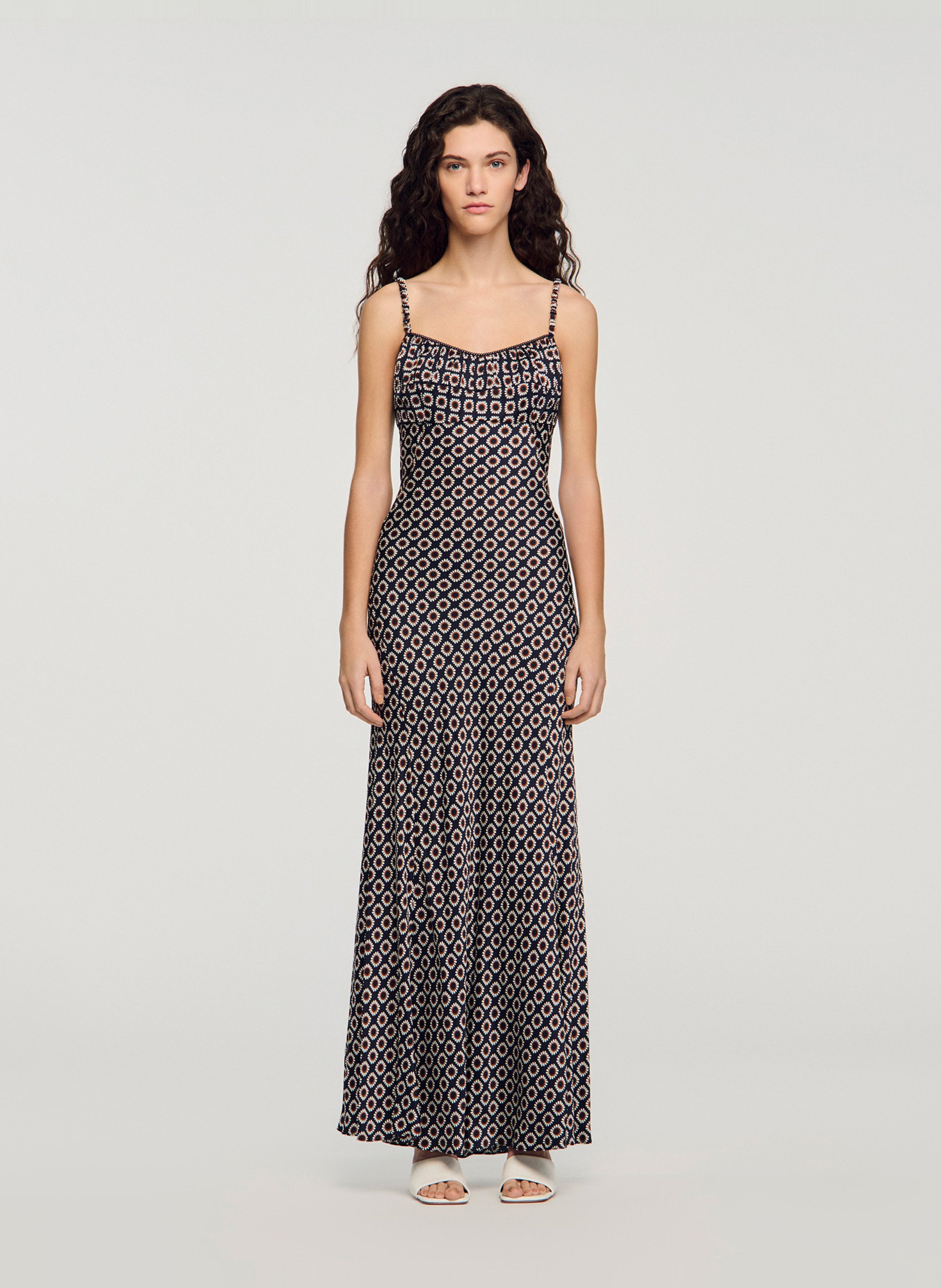 Robe longue imprimée esprit lingerie SANDRO Bleu