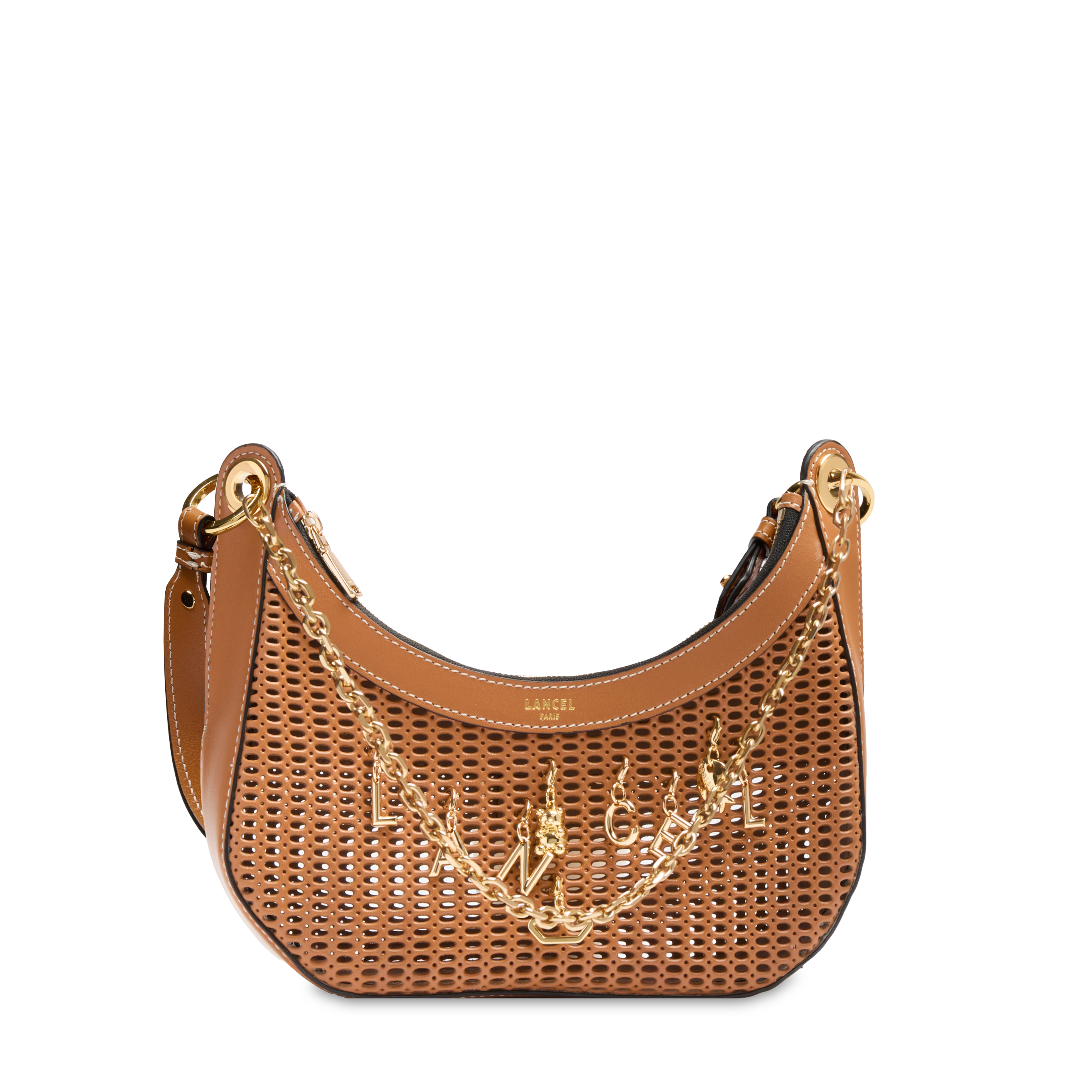 Sac zippé m double porté avec charms croisette de lancel en cuir LANCEL Marron