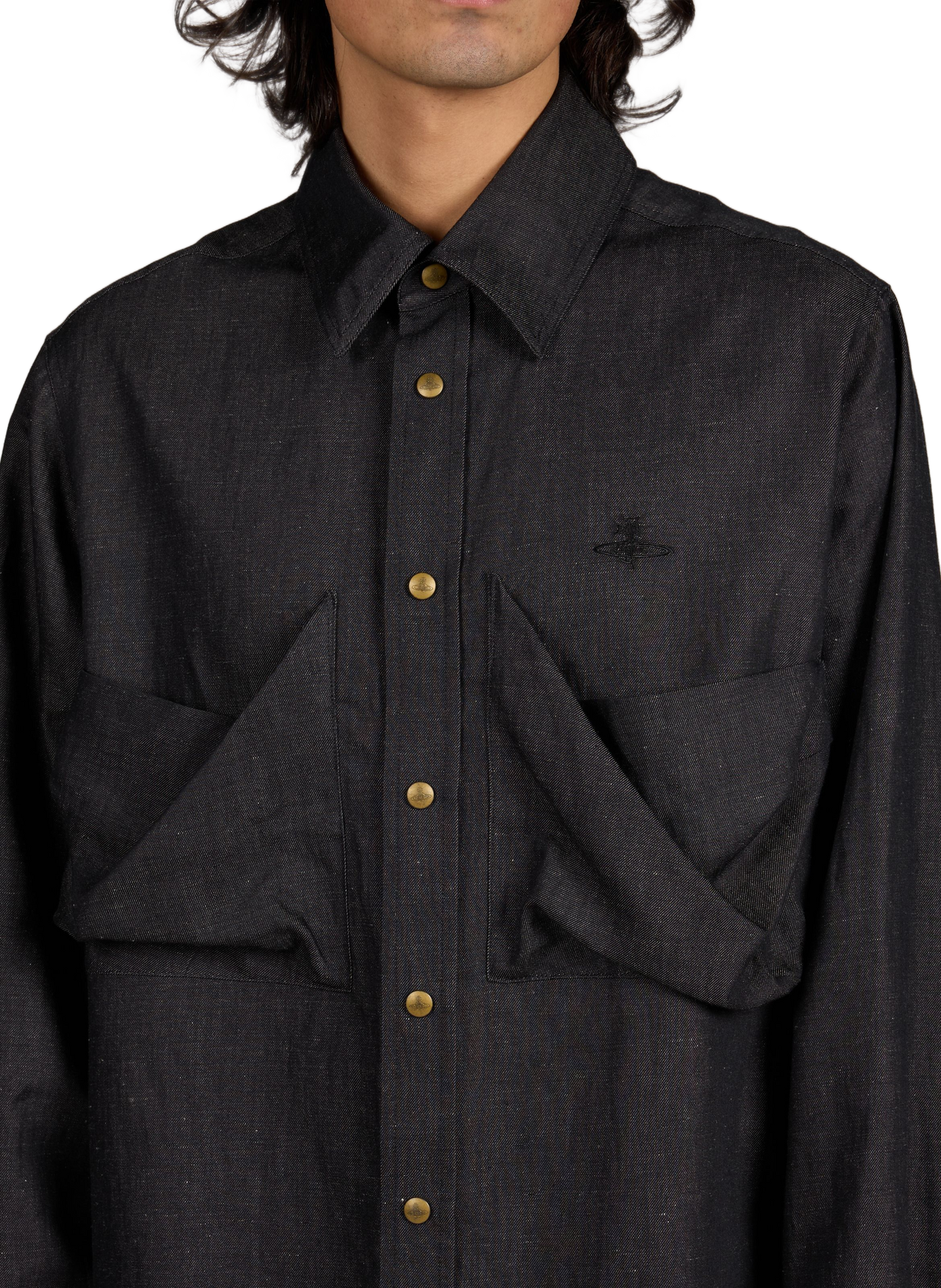 Achilles cotton and linen shirt VIVIENNE WESTWOOD Blue