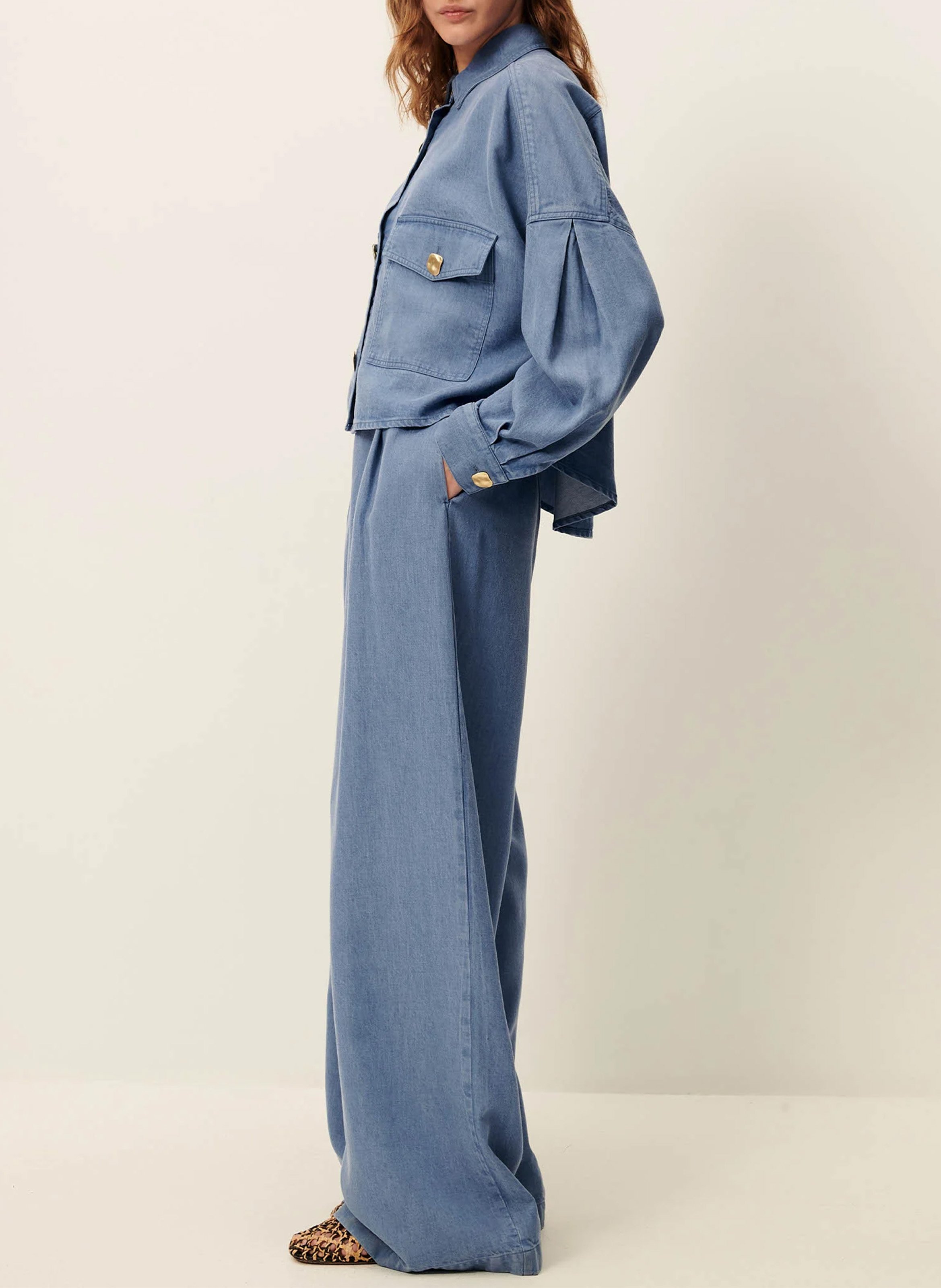 Pantalon large taille haute provenco blue SESSUN Bleu