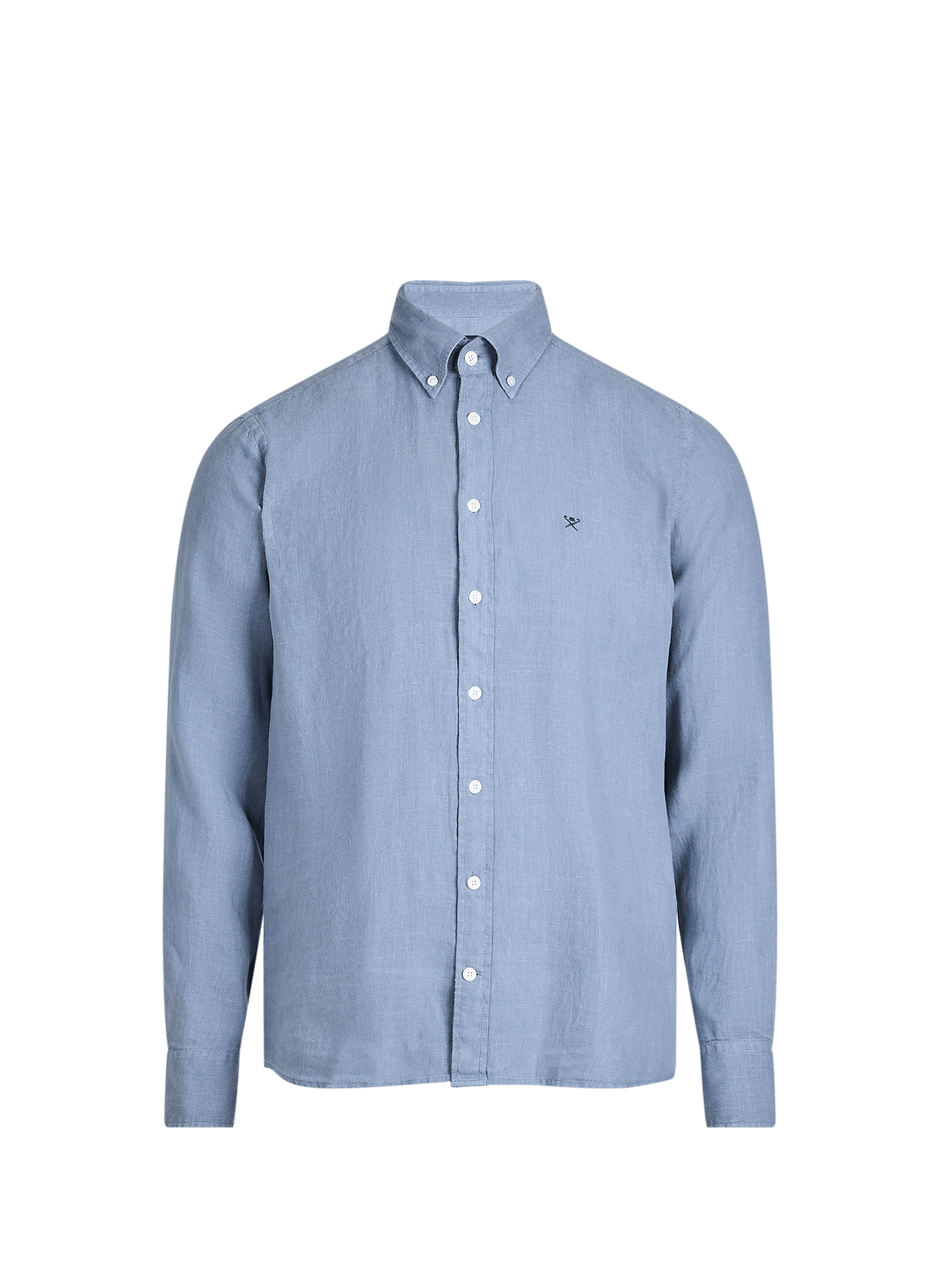 Straight linen shirt with American collar HACKETT Blue