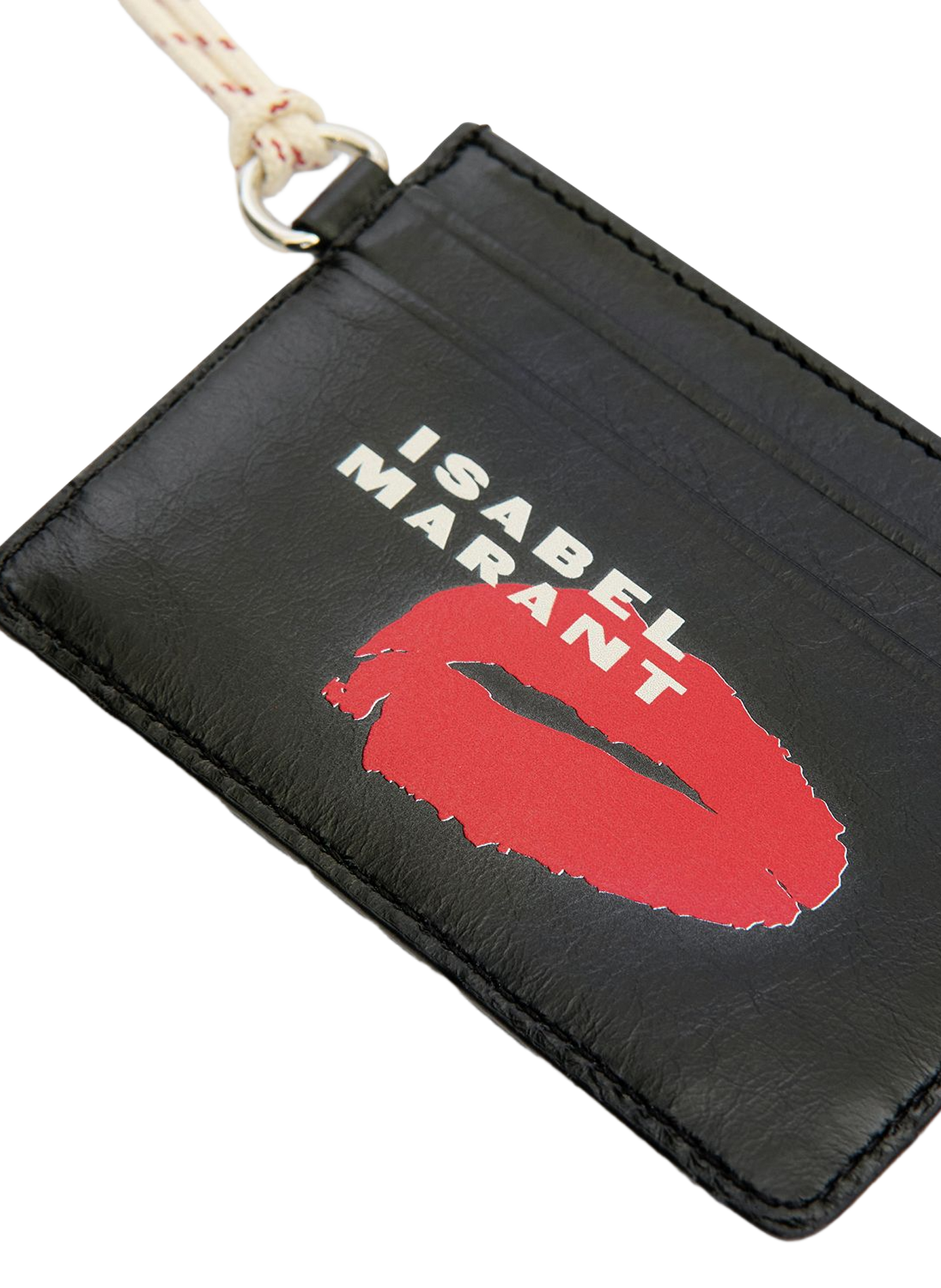 Leather cardholder with leather logo detail ISABEL MARANT Black