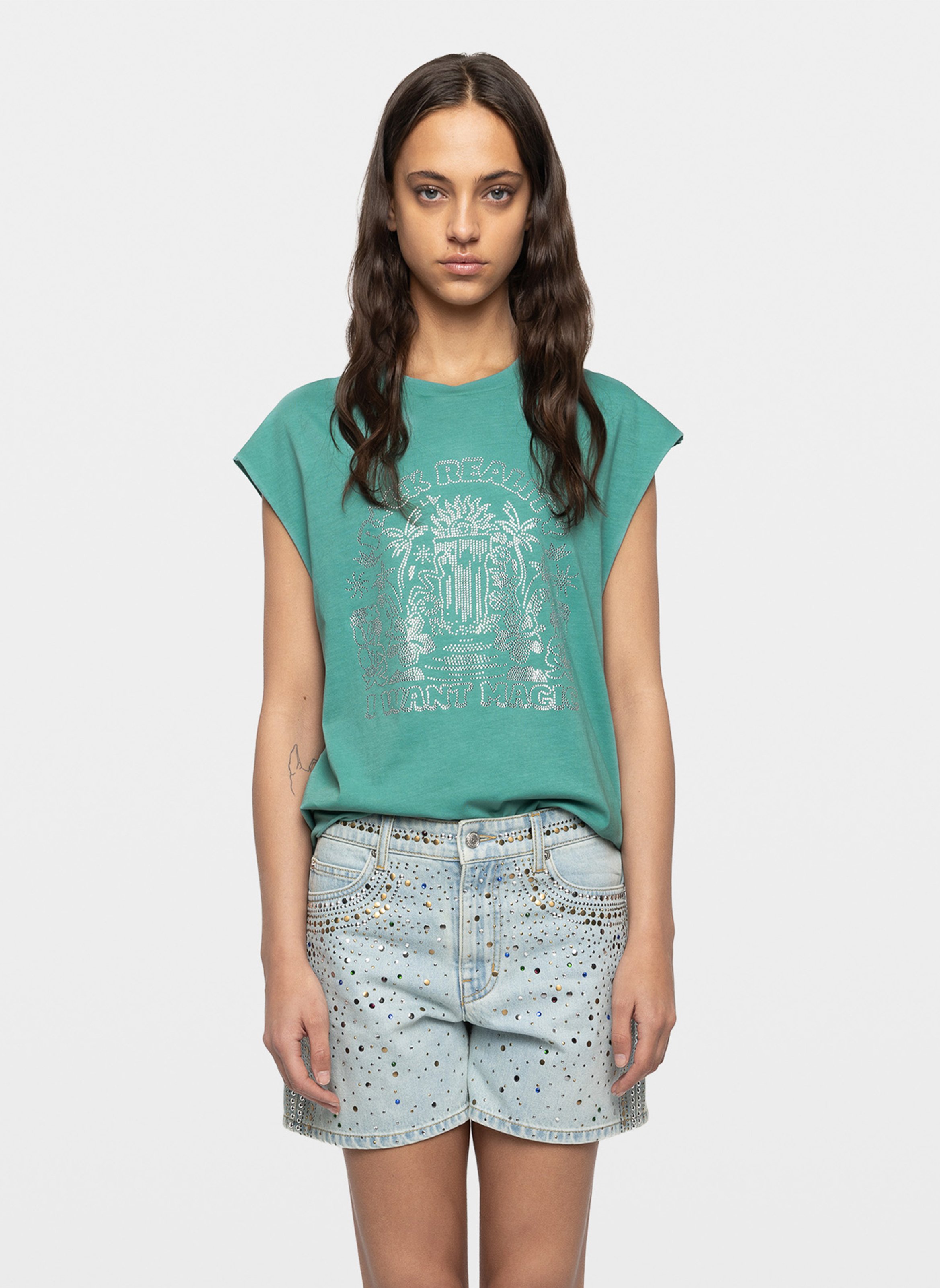 Tee-shirt col rond en coton bio cloe ZADIG&VOLTAIRE Vert