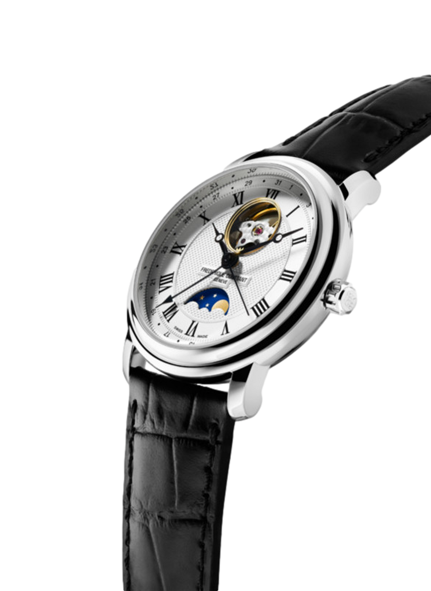 Montre automatique en cuir de veau FREDERIQUE CONSTANT Blanc
