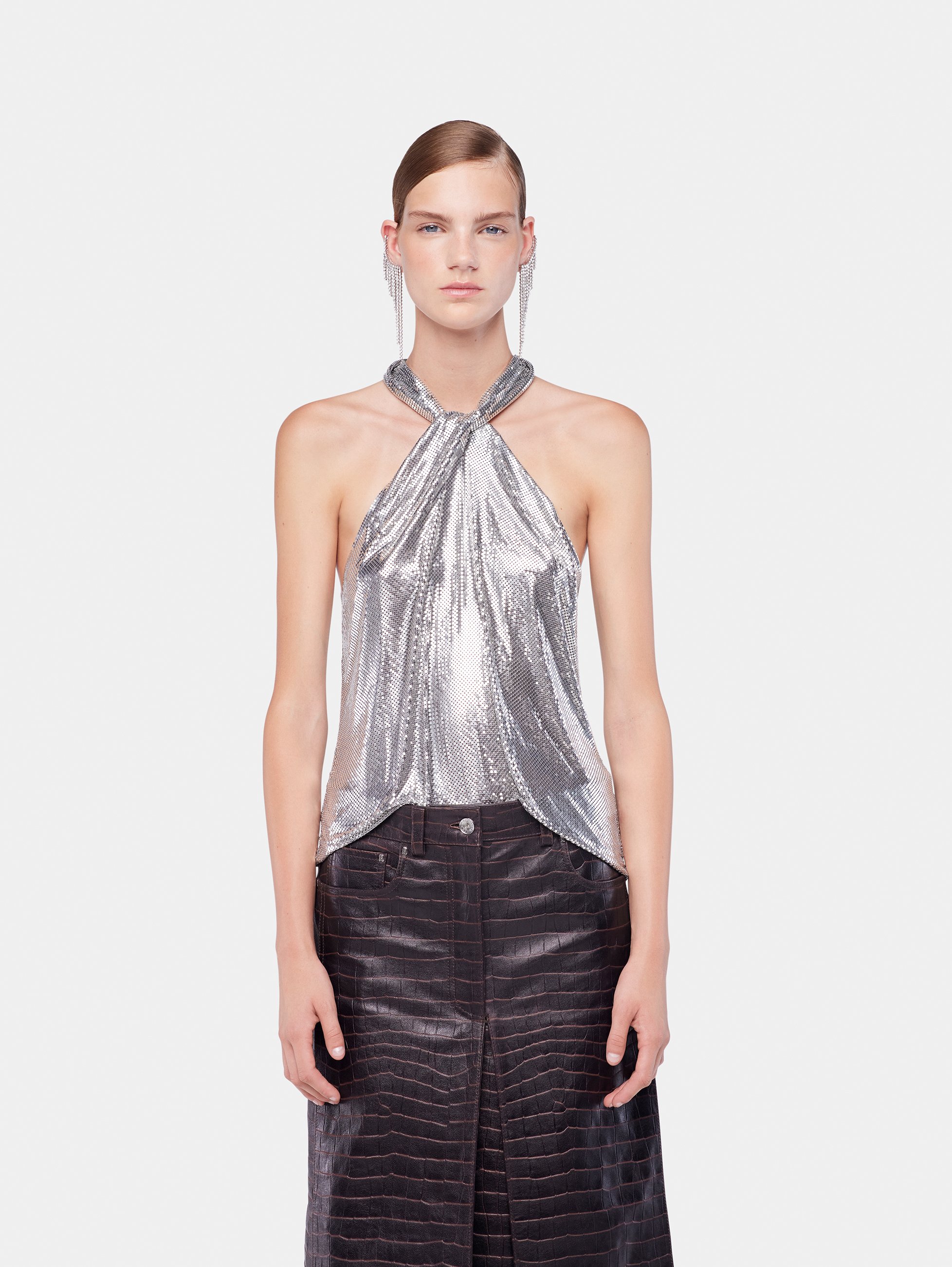 Top en mesh RABANNE Argent