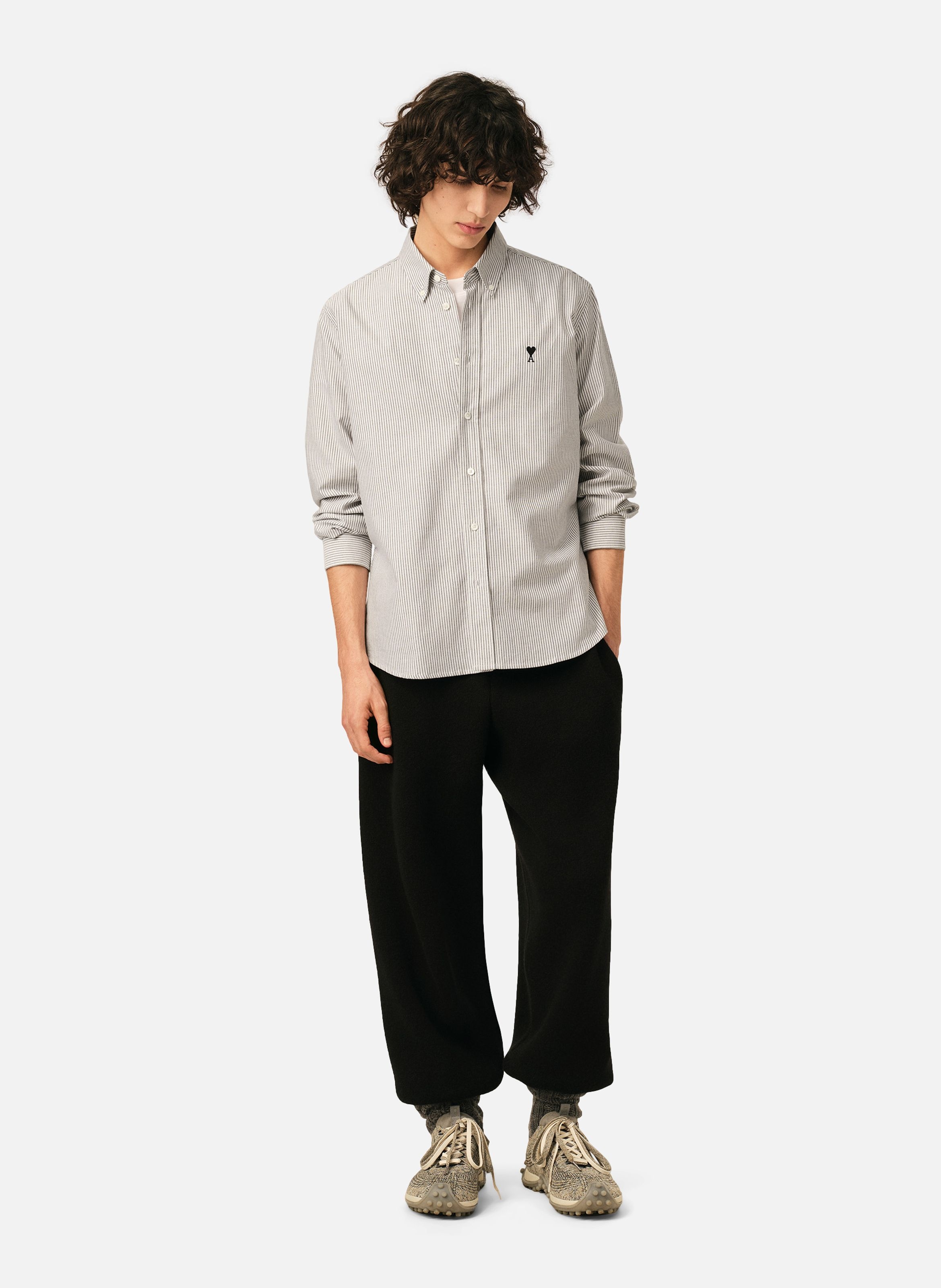 Chemise rayée unisexe en coton ami de coeur AMI PARIS Noir