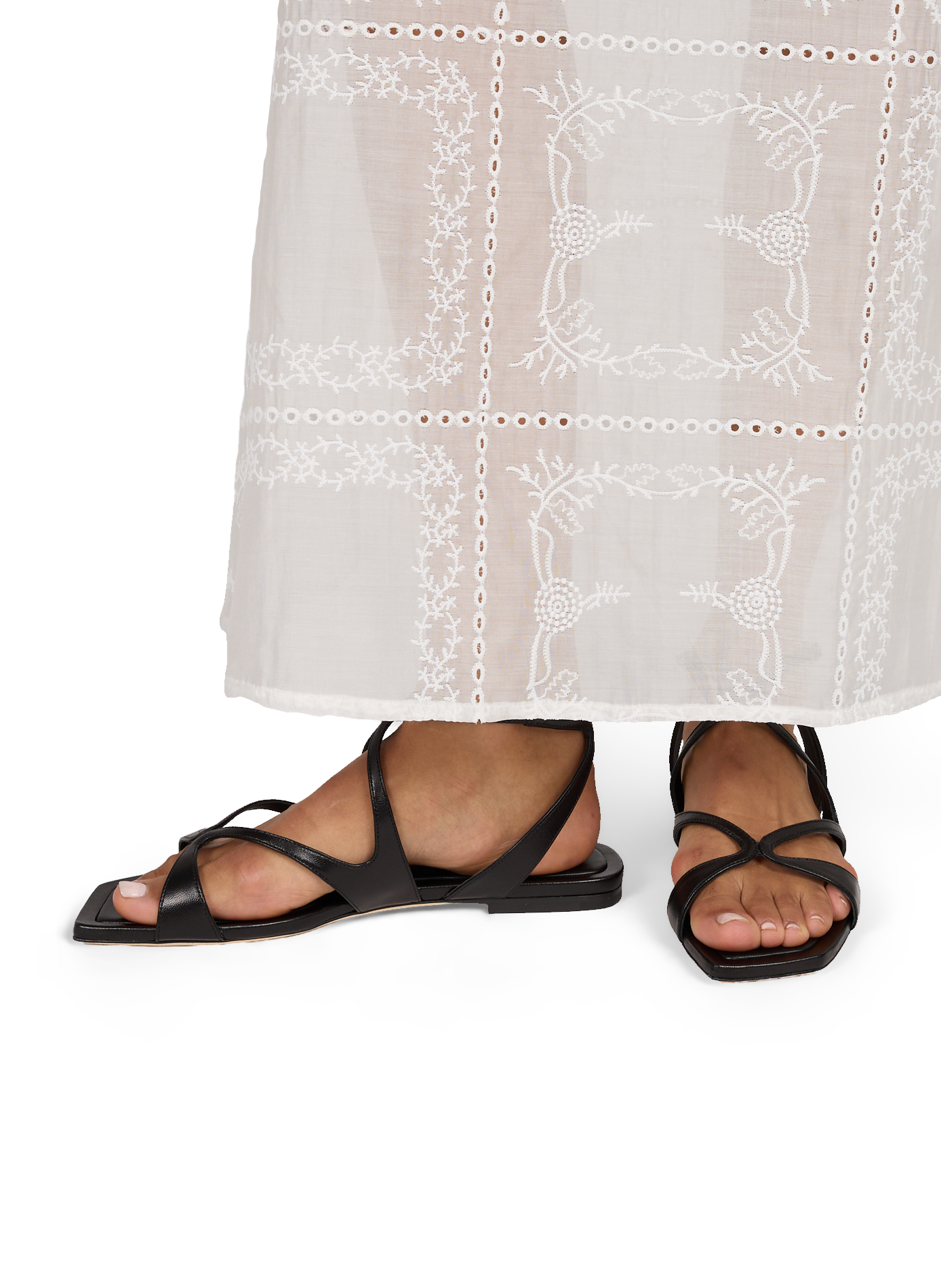 Flat leather square-toe Ayla sandals JIMMY CHOO Black