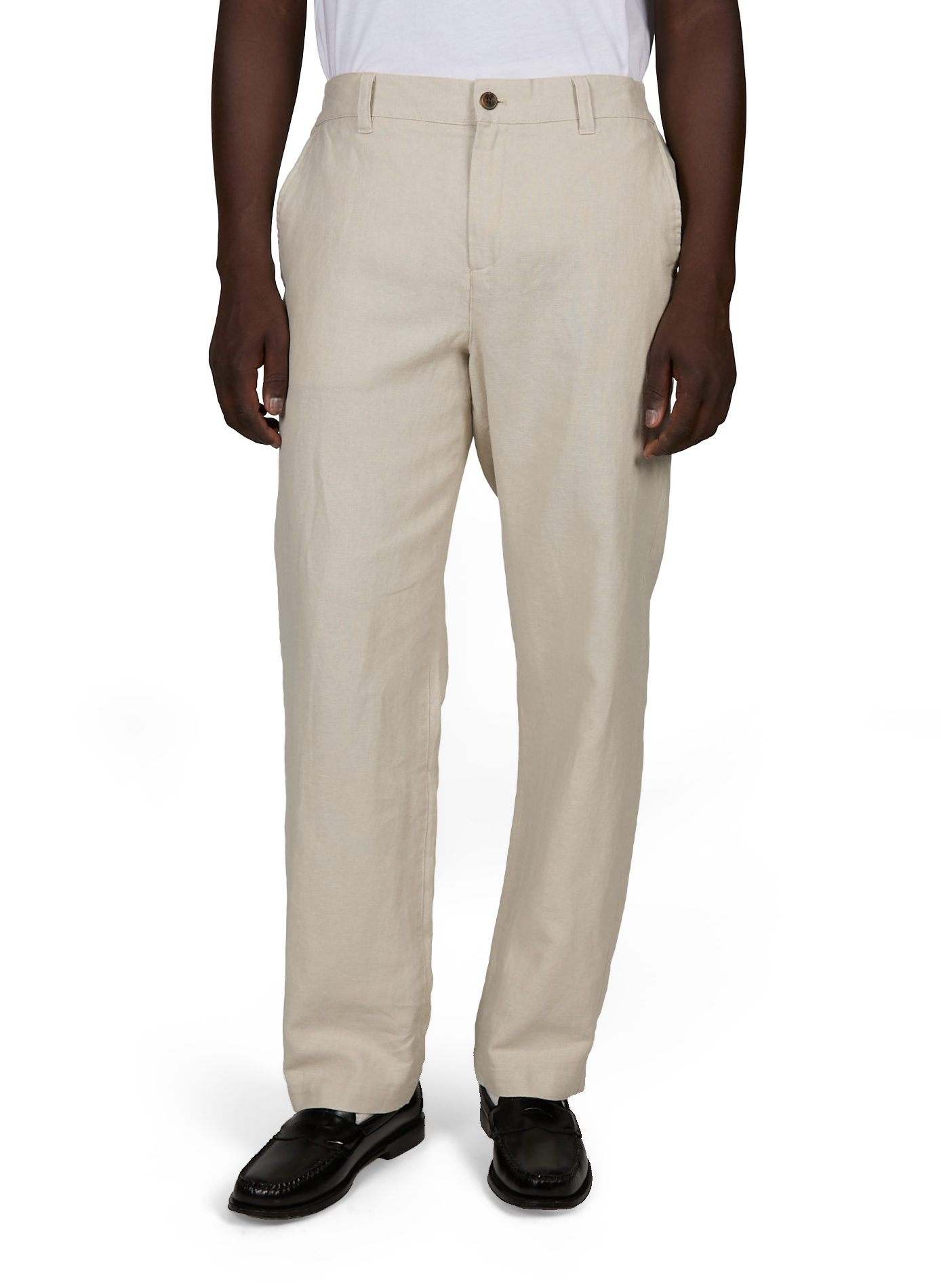 Pantalon droit en lin et coton LES DEUX Beige