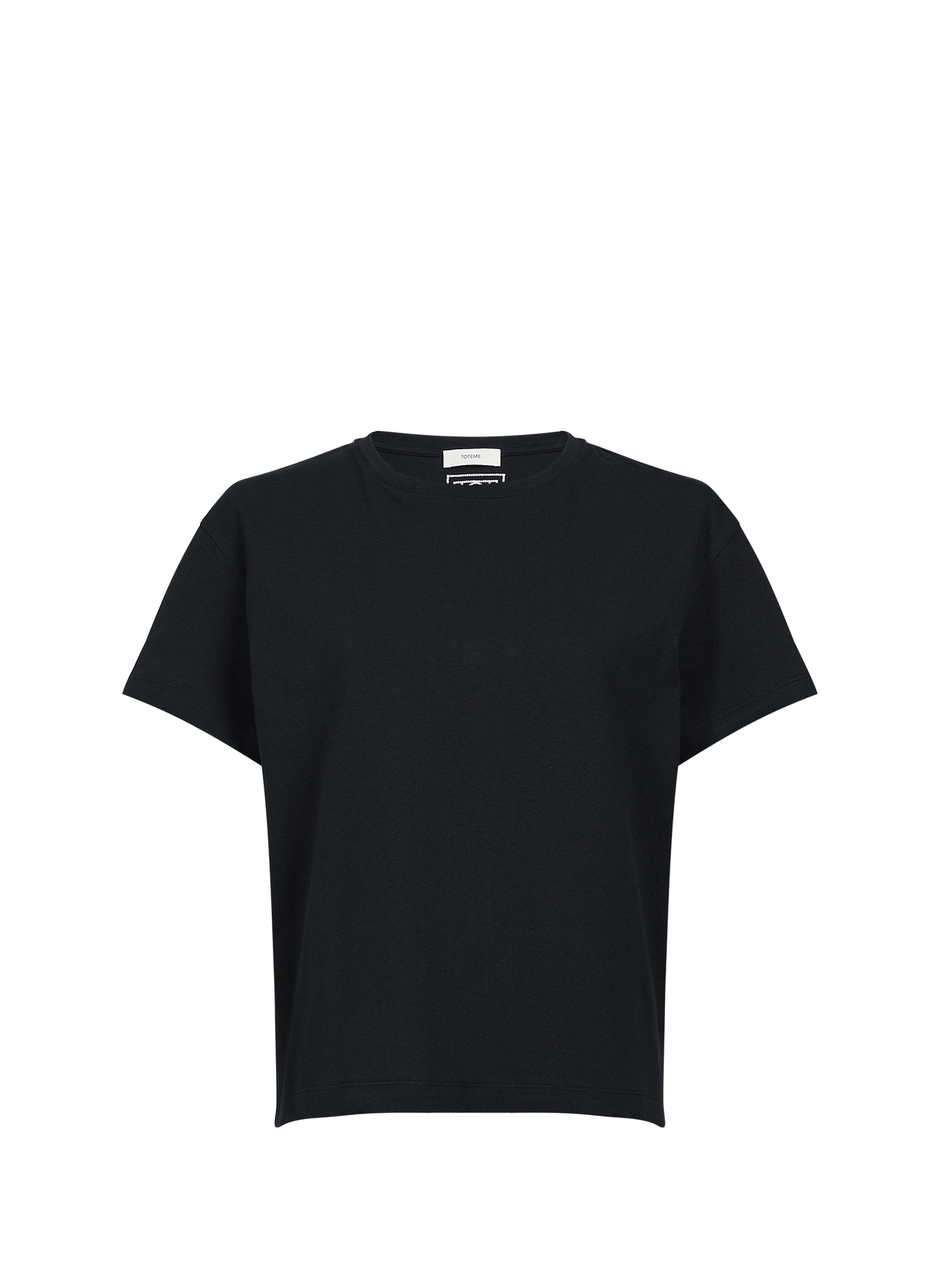 T-shirt droit brodé en coton biologique  TOTEME Noir