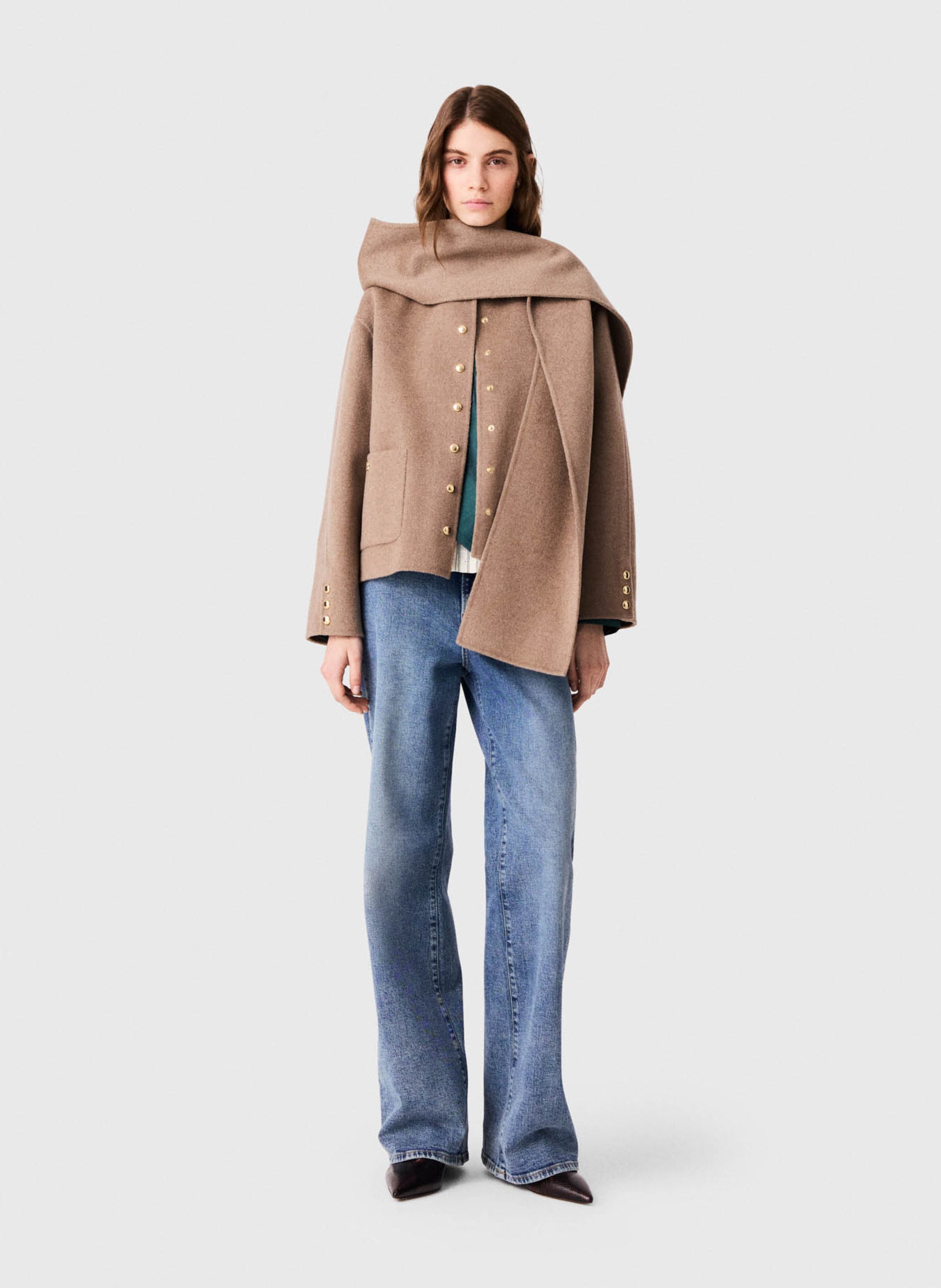 Veste ample en laine mélangée MAJE Beige