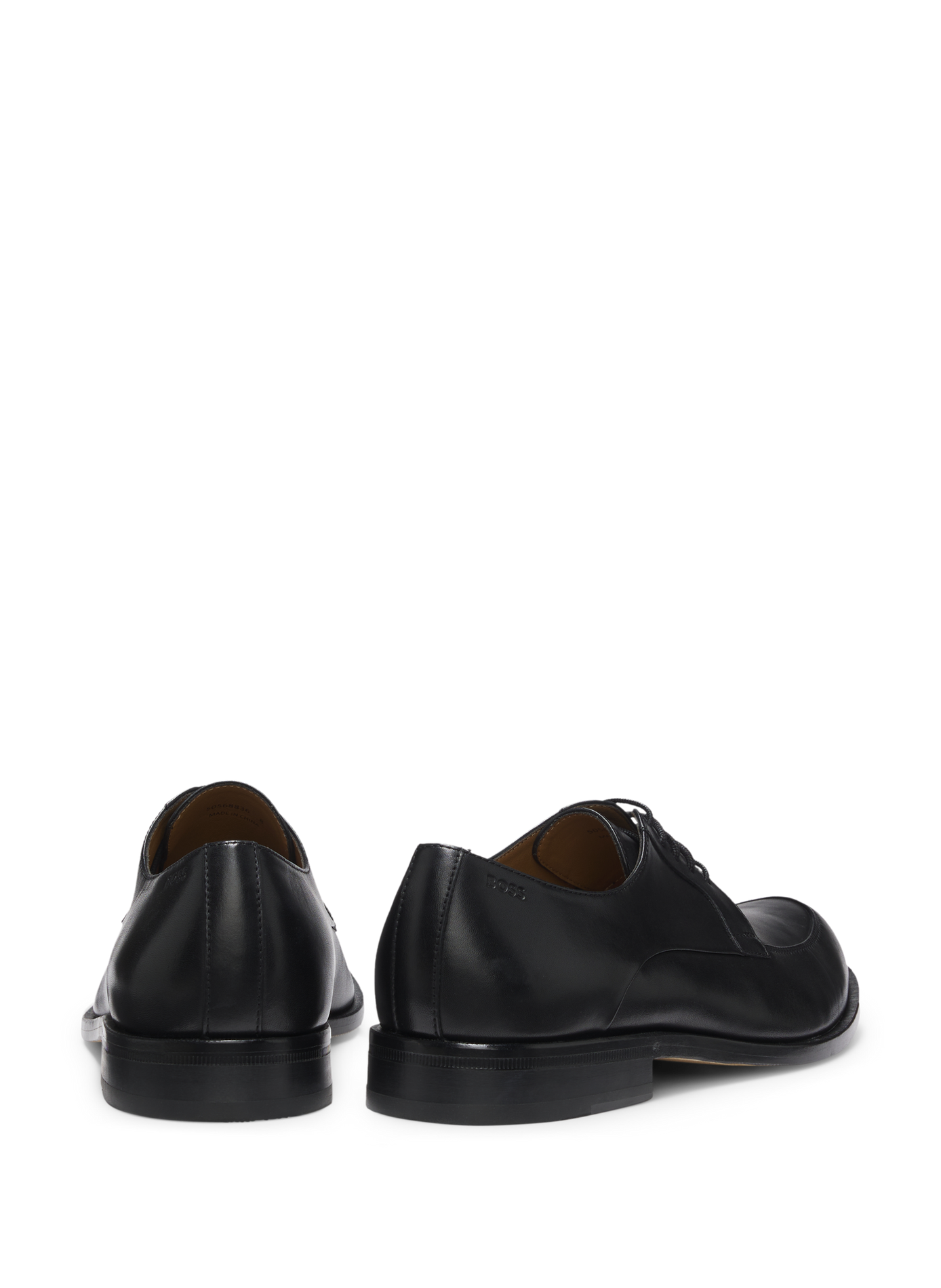 Zapatos derby de cuero con logo en relieve BOSS Negro