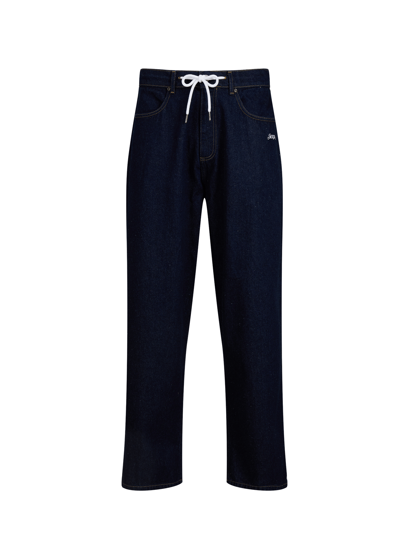 Wide raw denim jeans with laces JACKER. Blue