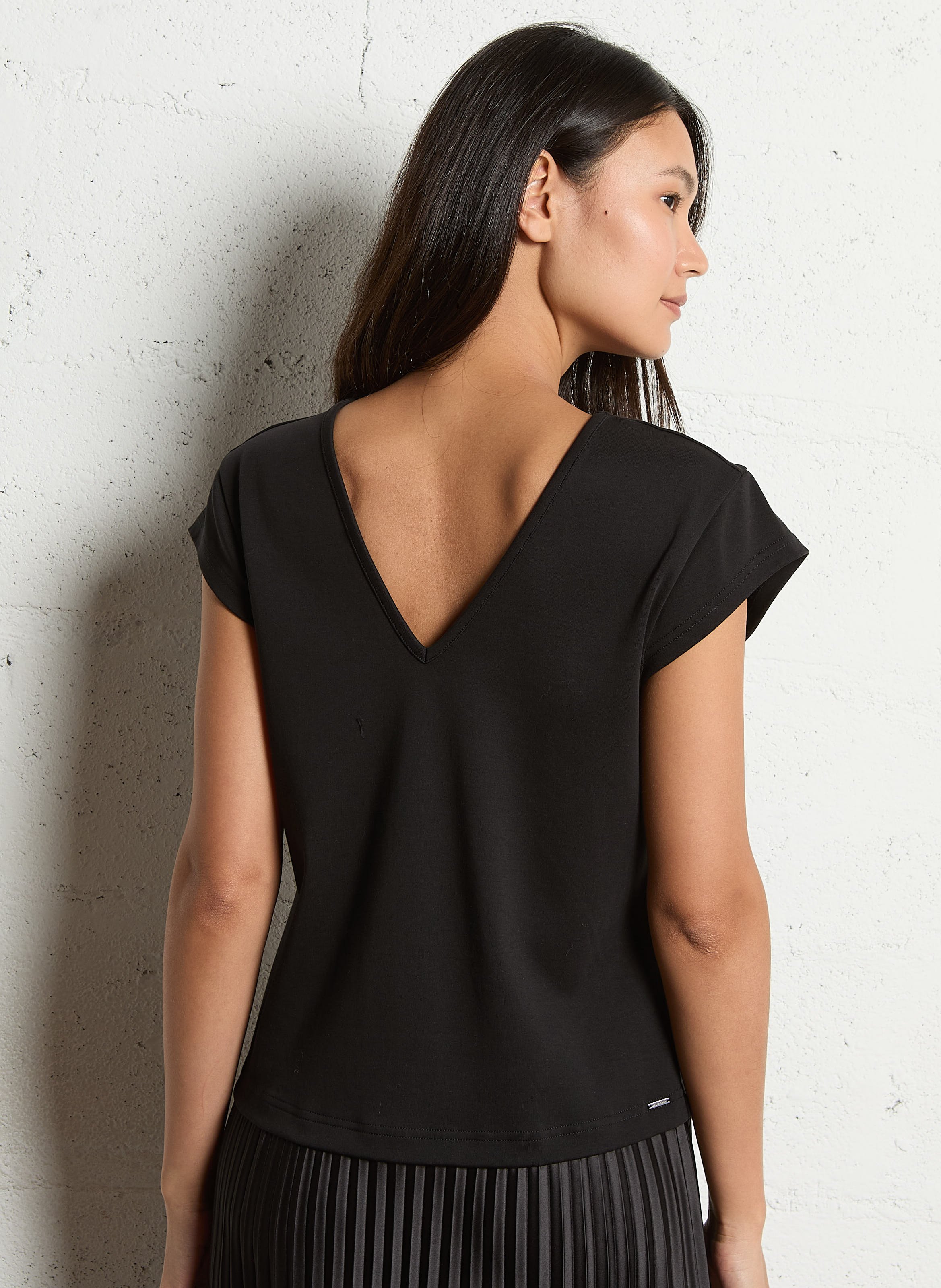 Robe bi-matière devant dos plissée IKKS Noir