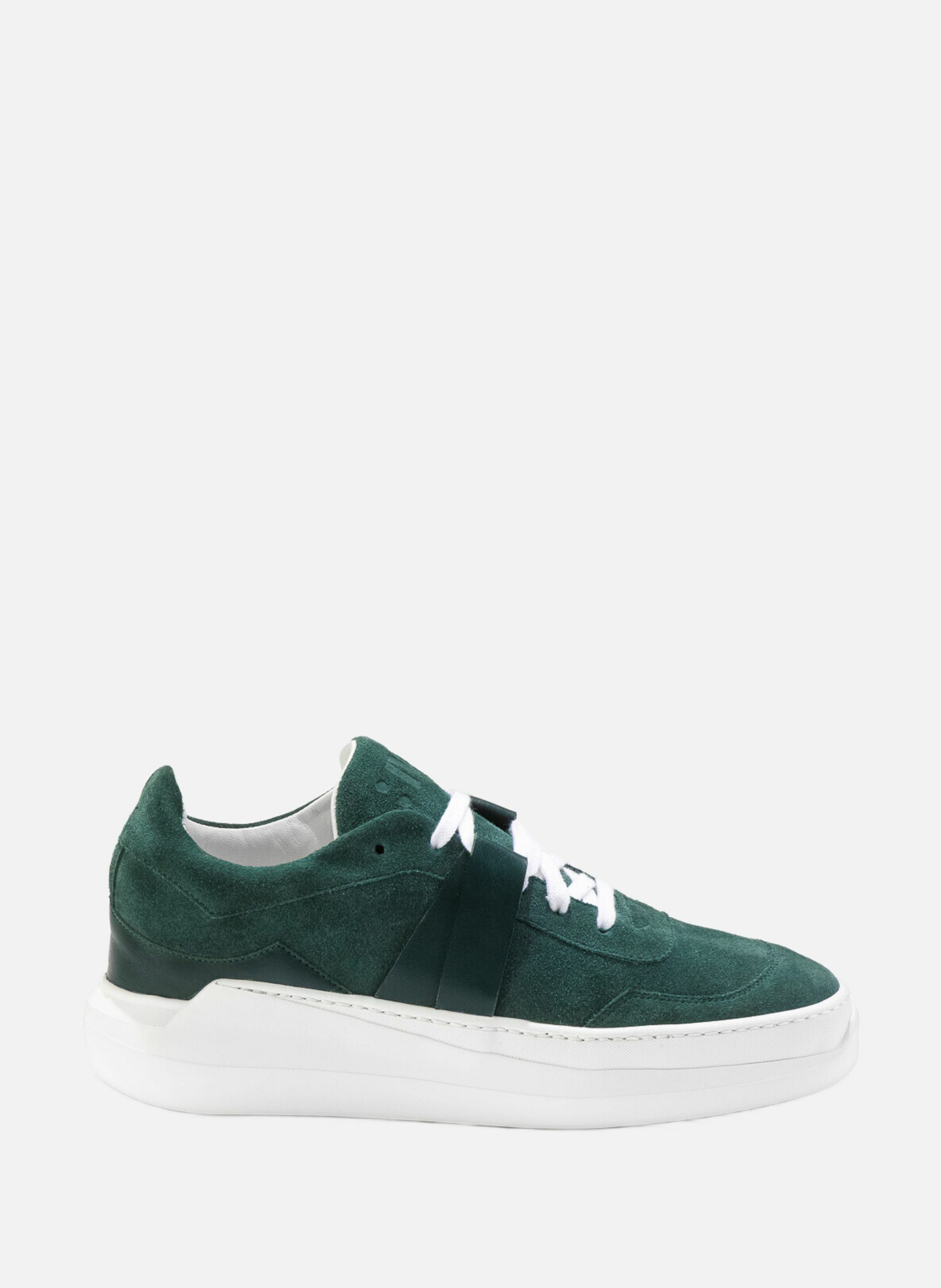 G025 : vert sylvestre - sneakers en cuir velours et cuir nappa vert EVI Vert