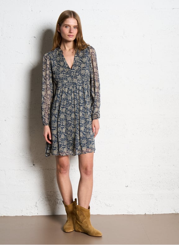 Robe droite col v lia Bleu by MAISON 123 MAISON 123 Robe droite col v lia Bleu