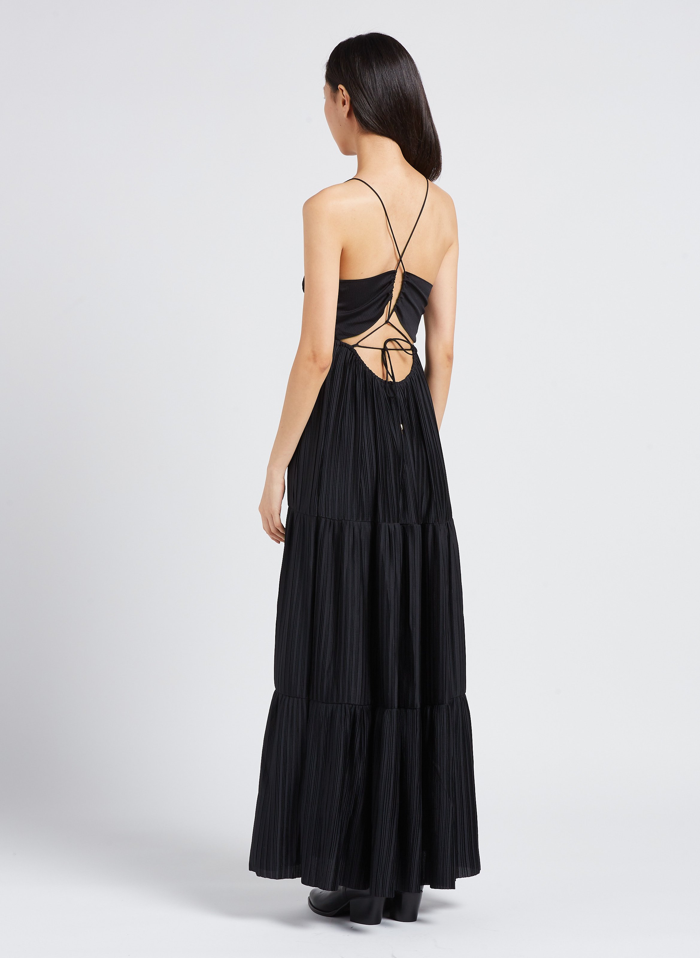 Robe longue col V plissée Wasta BA&SH Noir