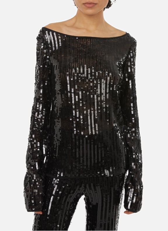 Sequinned T-shirt Black by ROTATE ROTATE Sequinned T-shirt Black
