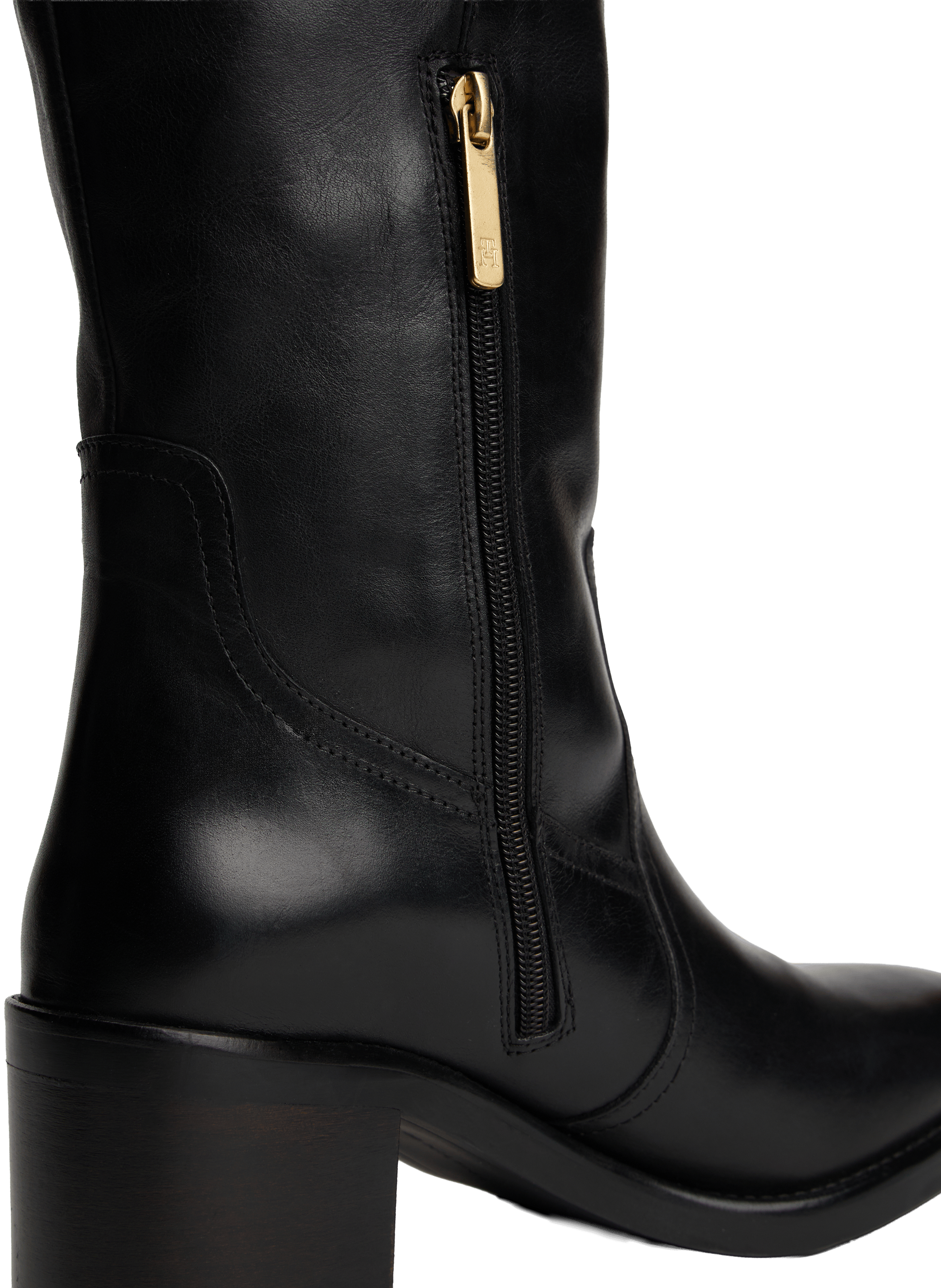 Bottines cavalières en cuir TOMMY HILFIGER Noir