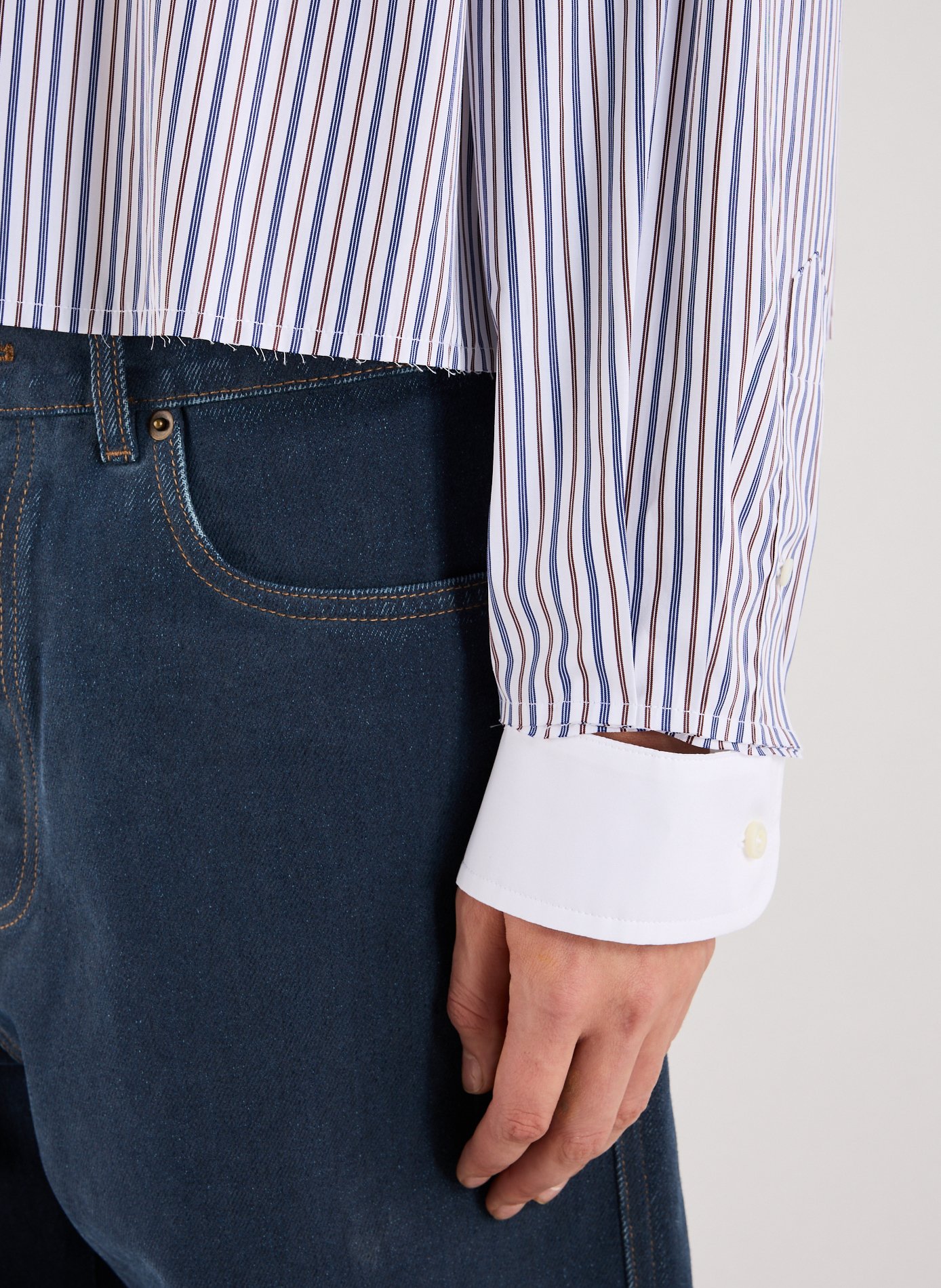 Cropped cotton shirt MIU MIU Multicolour