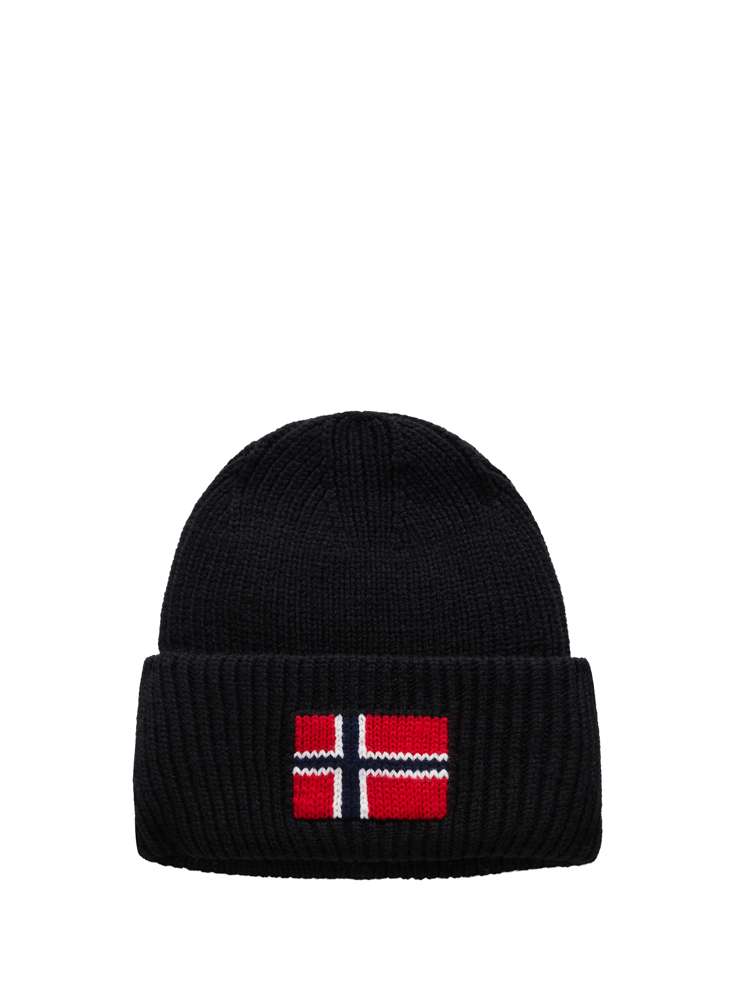 NAPAPIJRI Bonnet côtelé en laine mélangée Noir