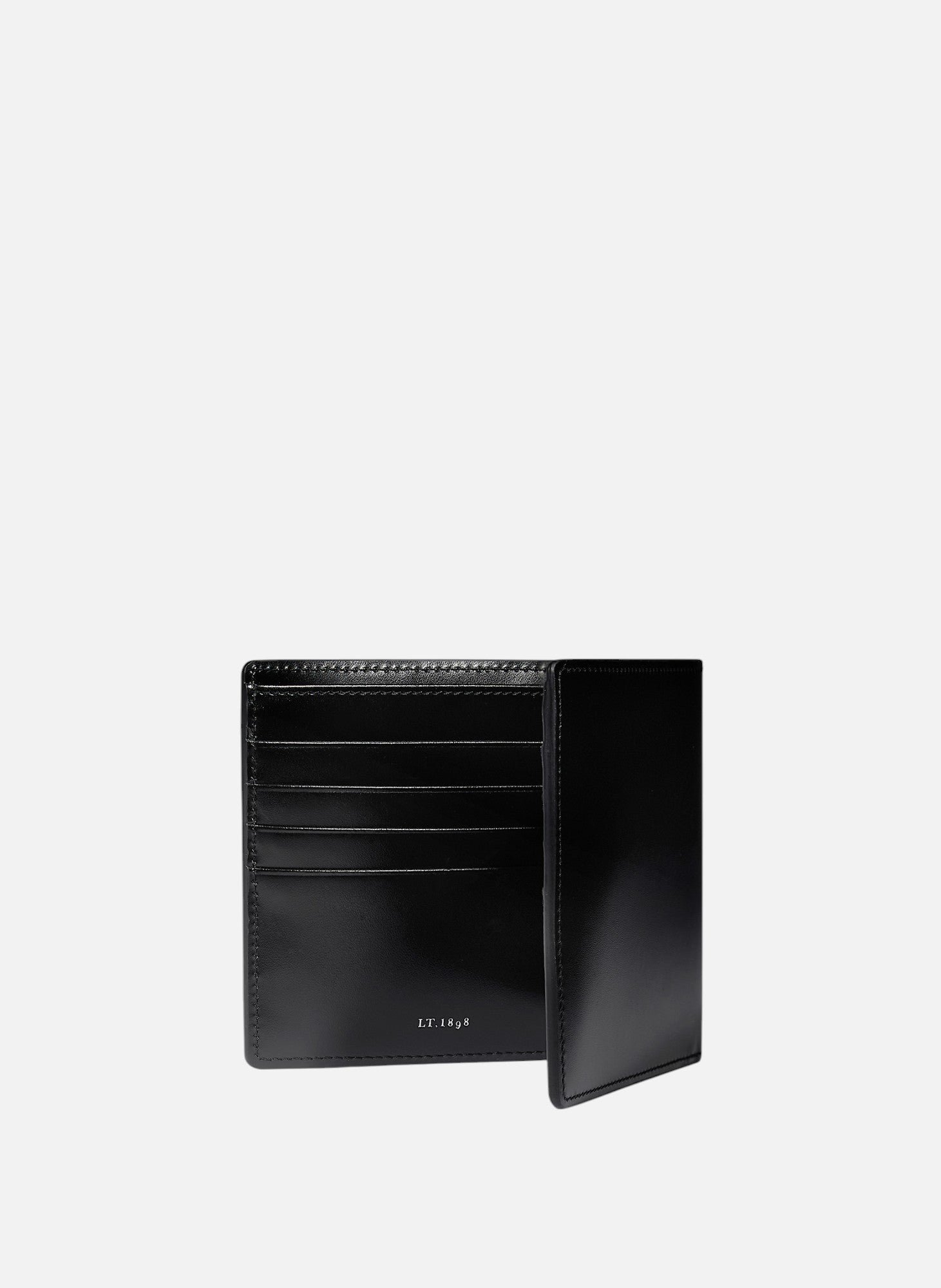 Porte cartes avec poche billets emile en cuir lisse effet box LE TANNEUR Noir