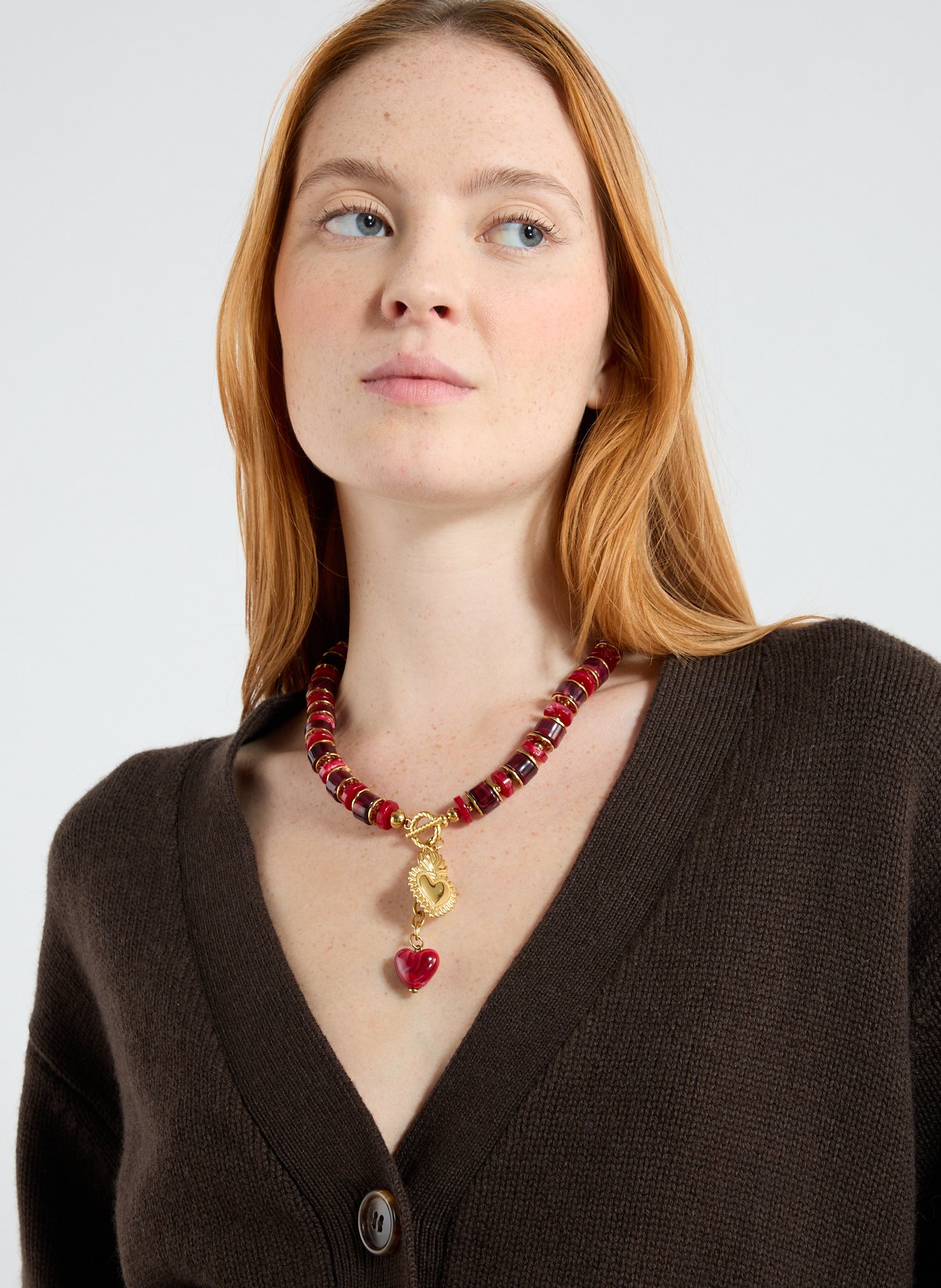 Collier à perles résine AU PRINTEMPS PARIS Rouge