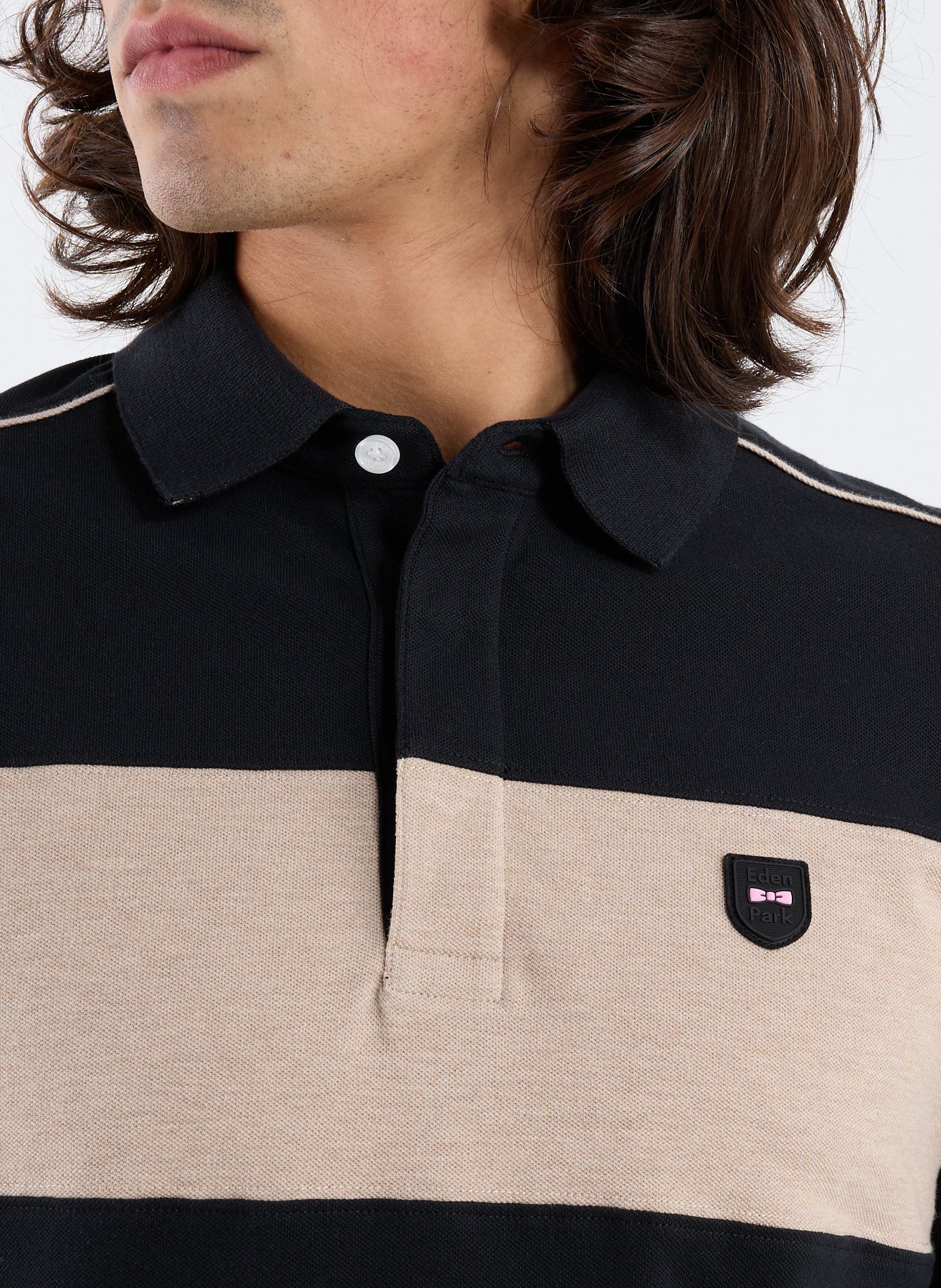 Long-sleeved polo shirt with logo EDEN PARK Black