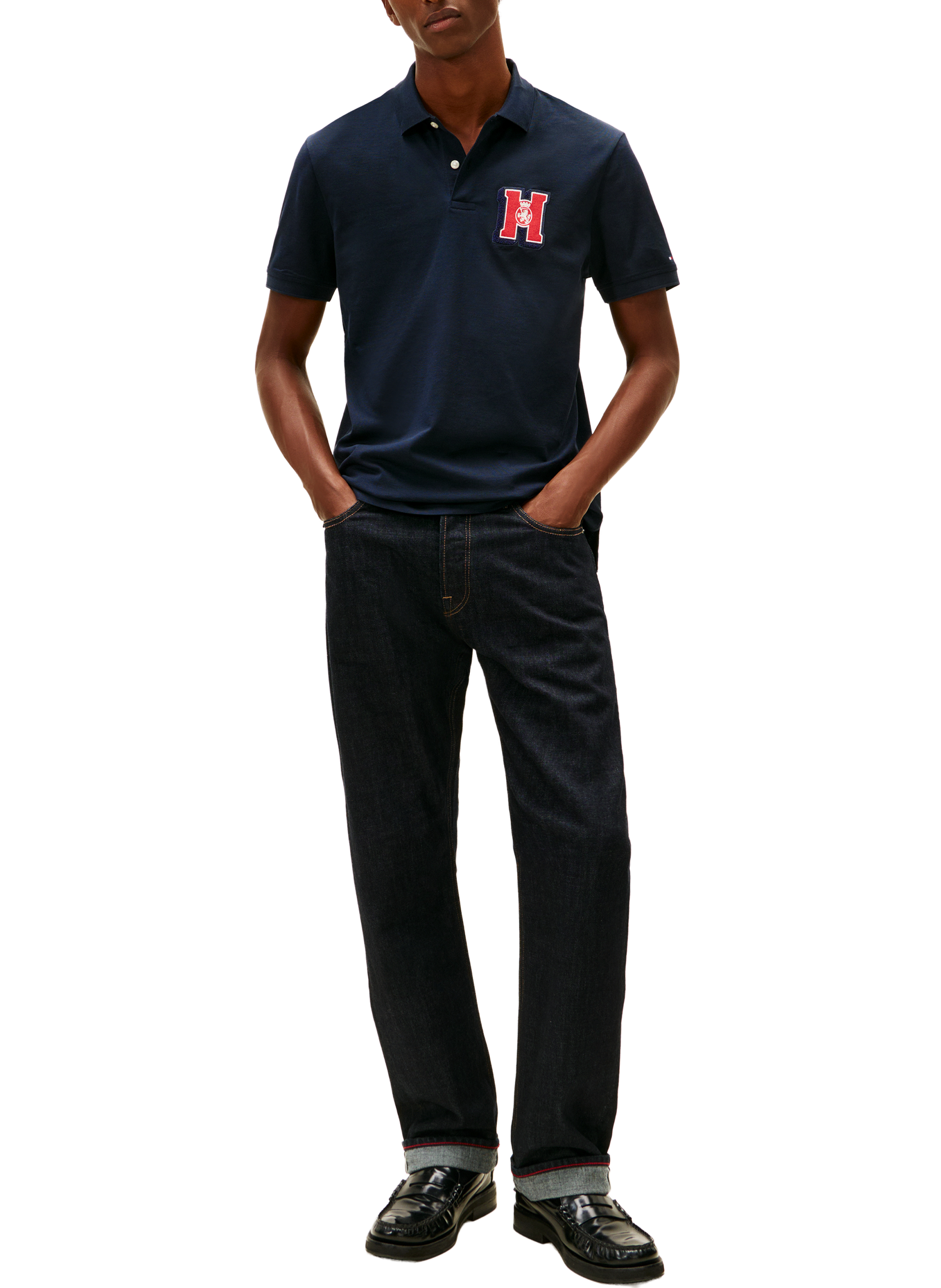 Polo with H Logo in Cotton TOMMY HILFIGER Blue