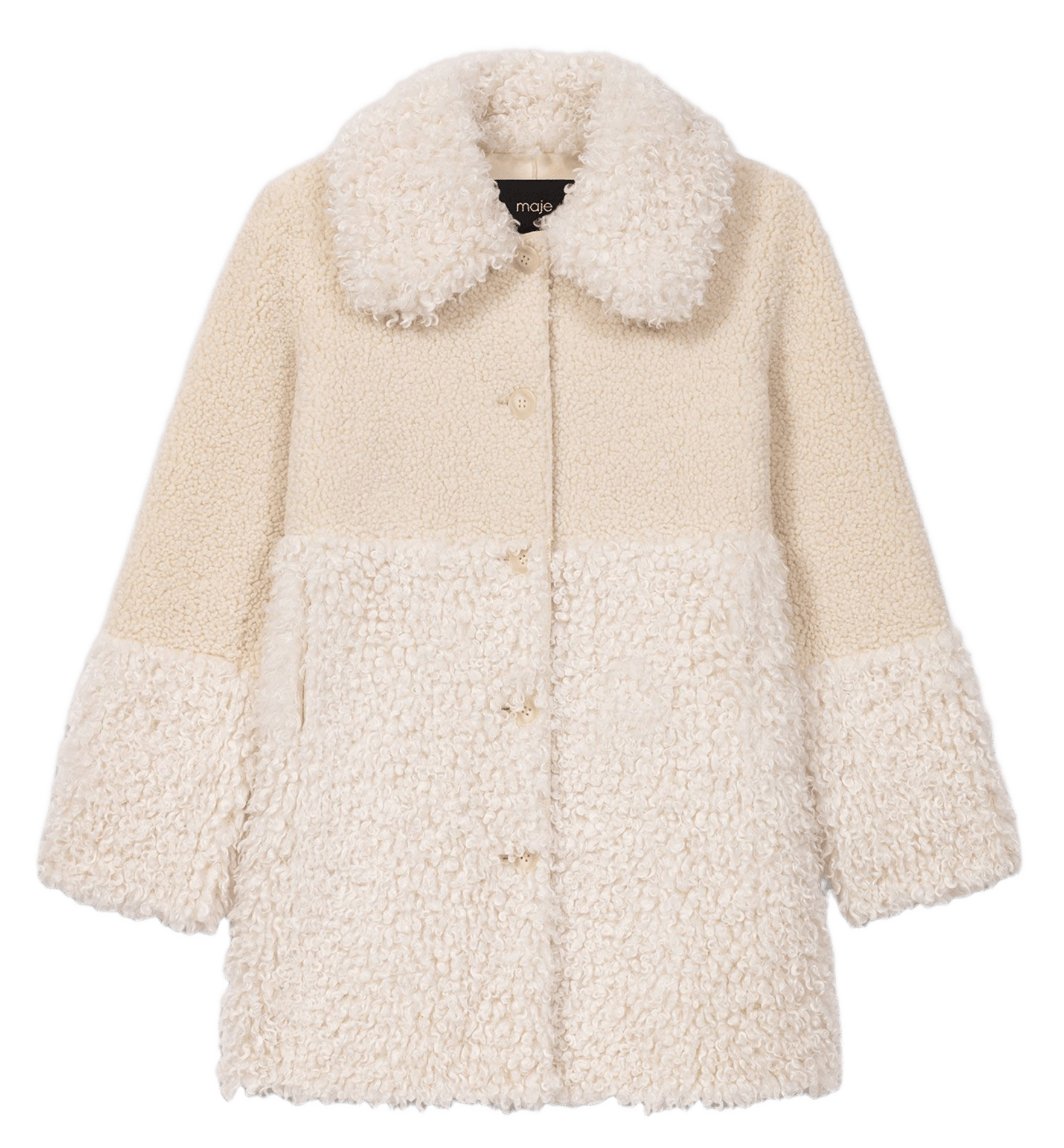 Manteau col large effet fourrure MAJE Beige