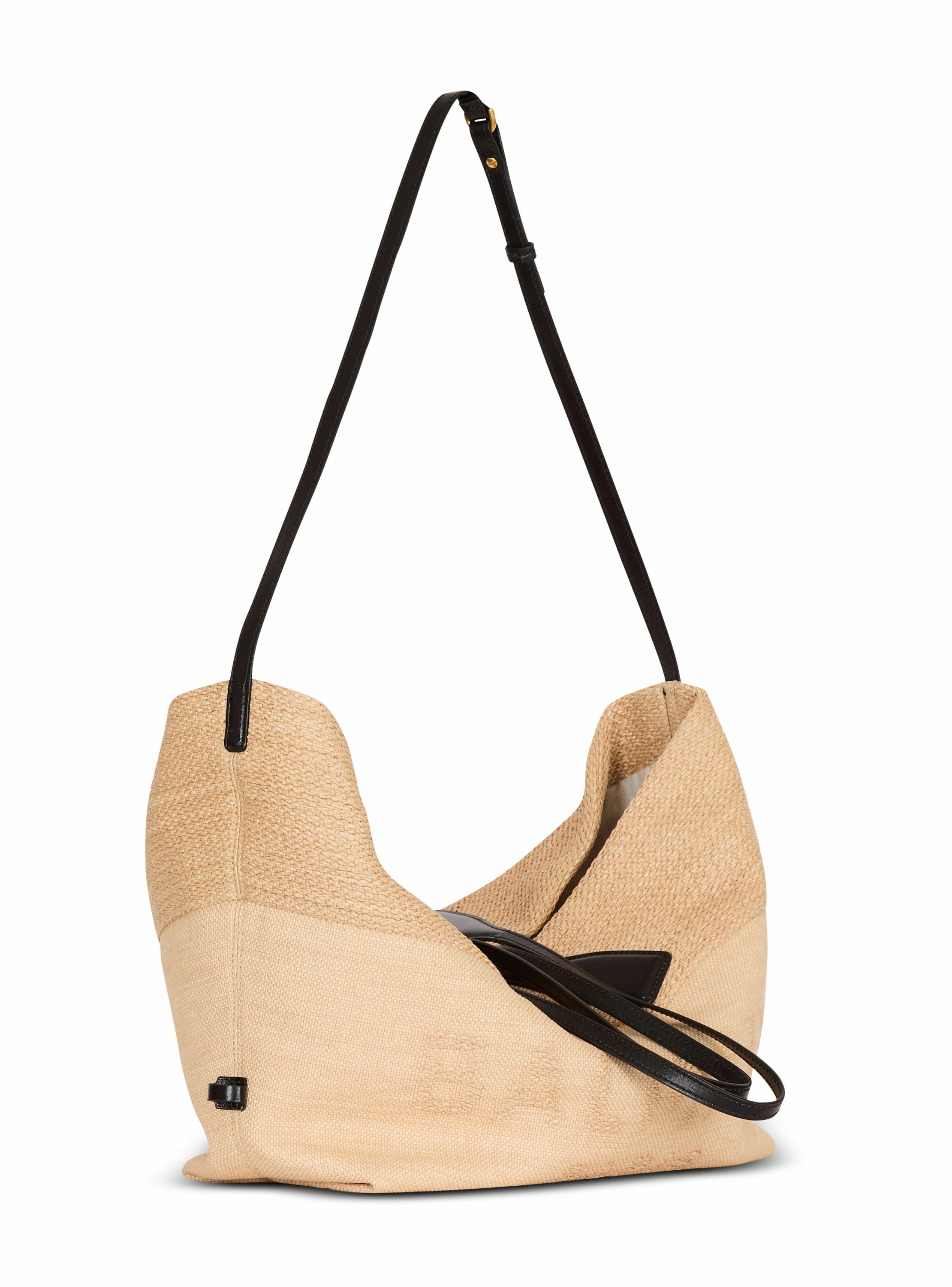 Sac cabas track en raphia BALMAIN Marron