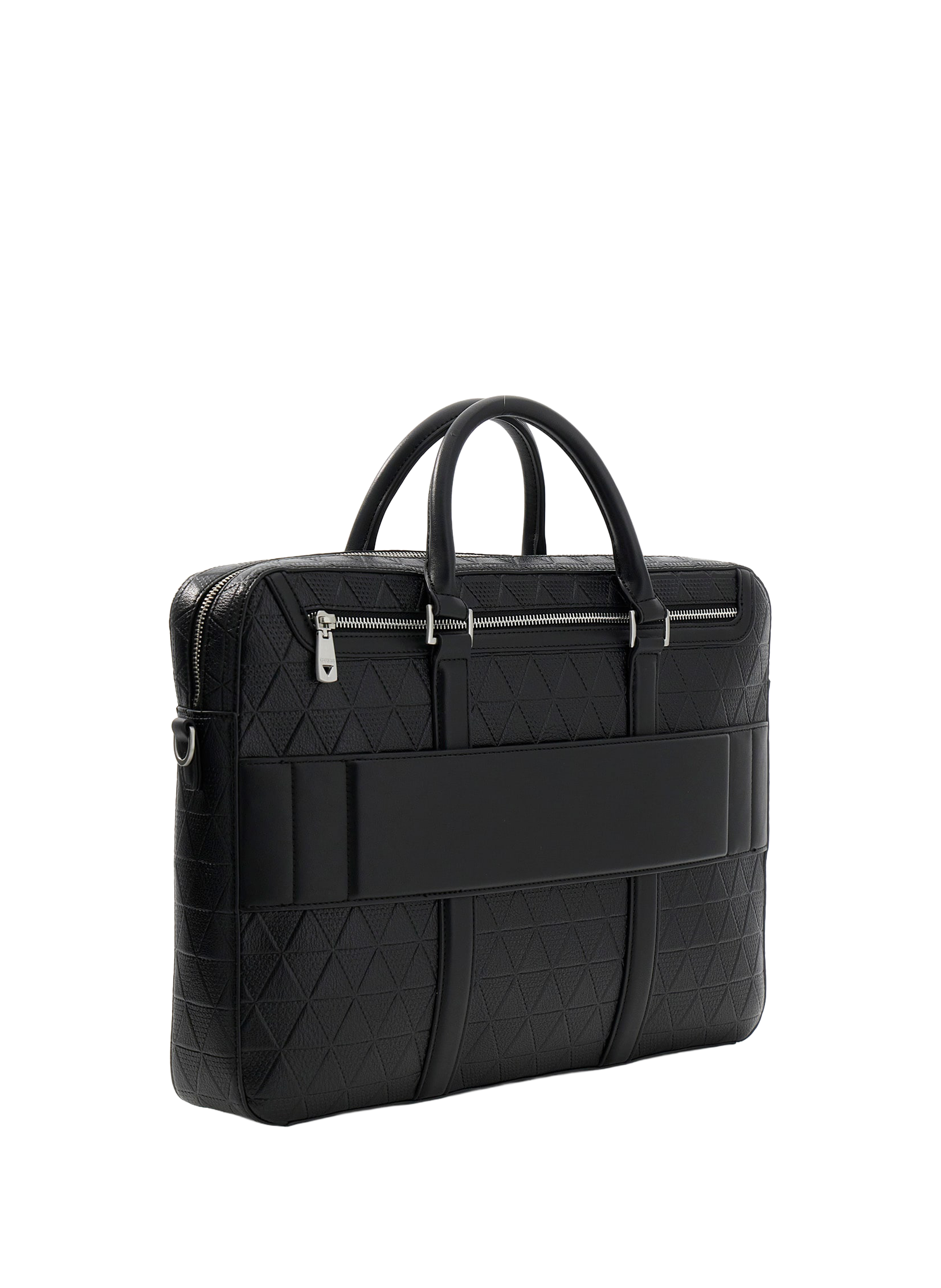 Faux leather business briefcase with pattern GUESS Black